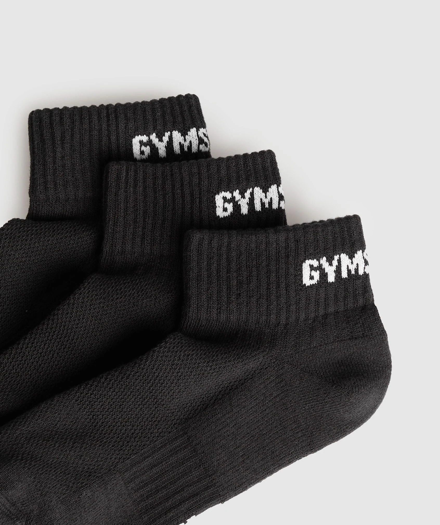 Gymshark GS Jacquard Quarter Socks 3pk - Black