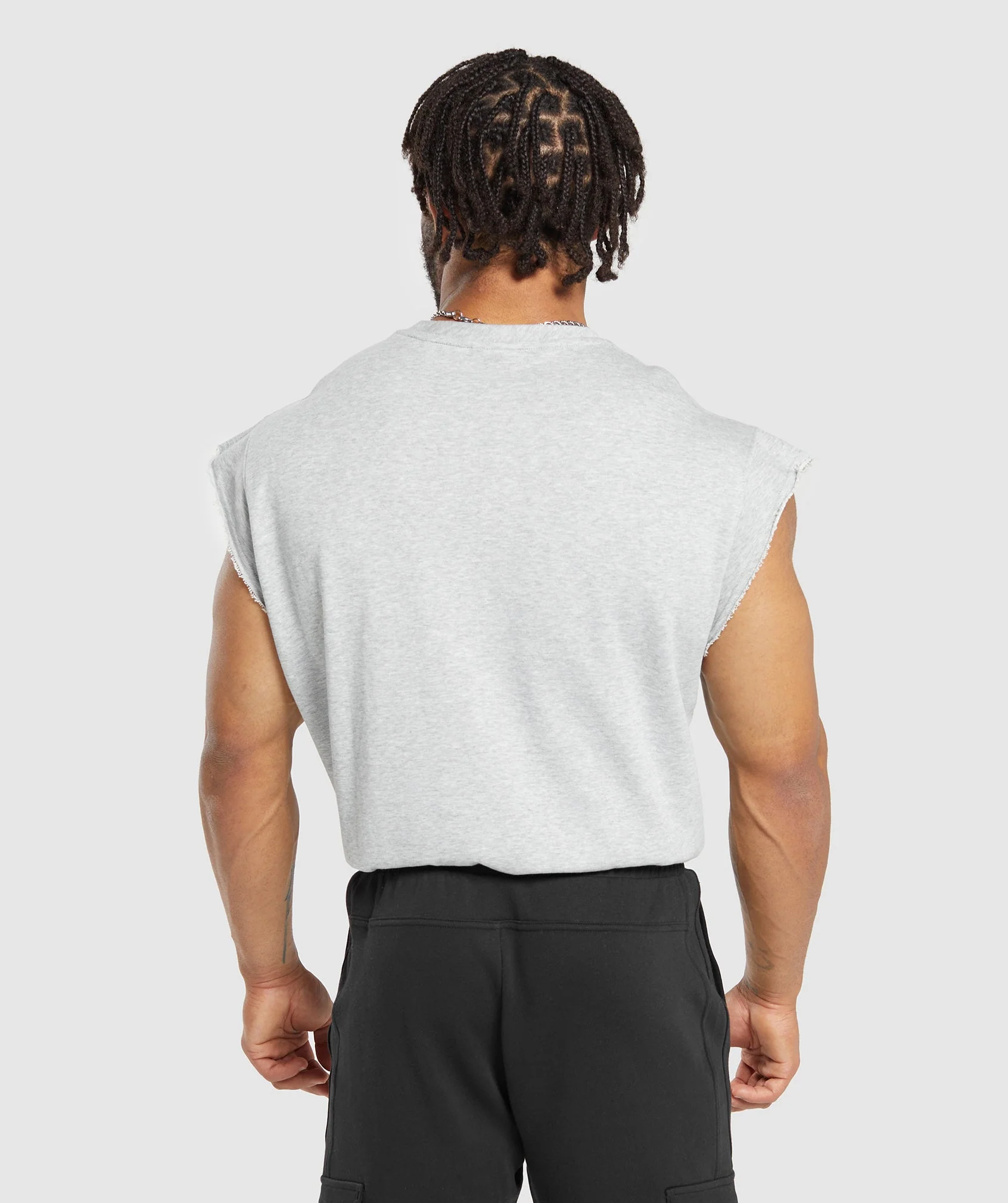 Gymshark Super Natural Cut Off Tank - Light Grey Core Marl