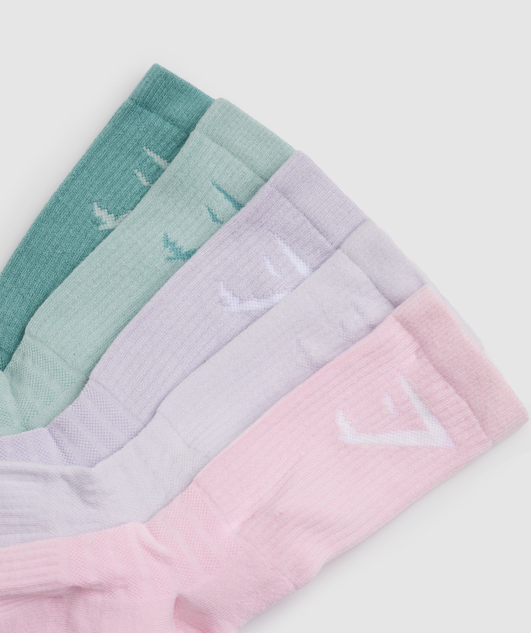 Gymshark Crew Socks 5pk - Teal/Pink/Teal/Purple/Lilac