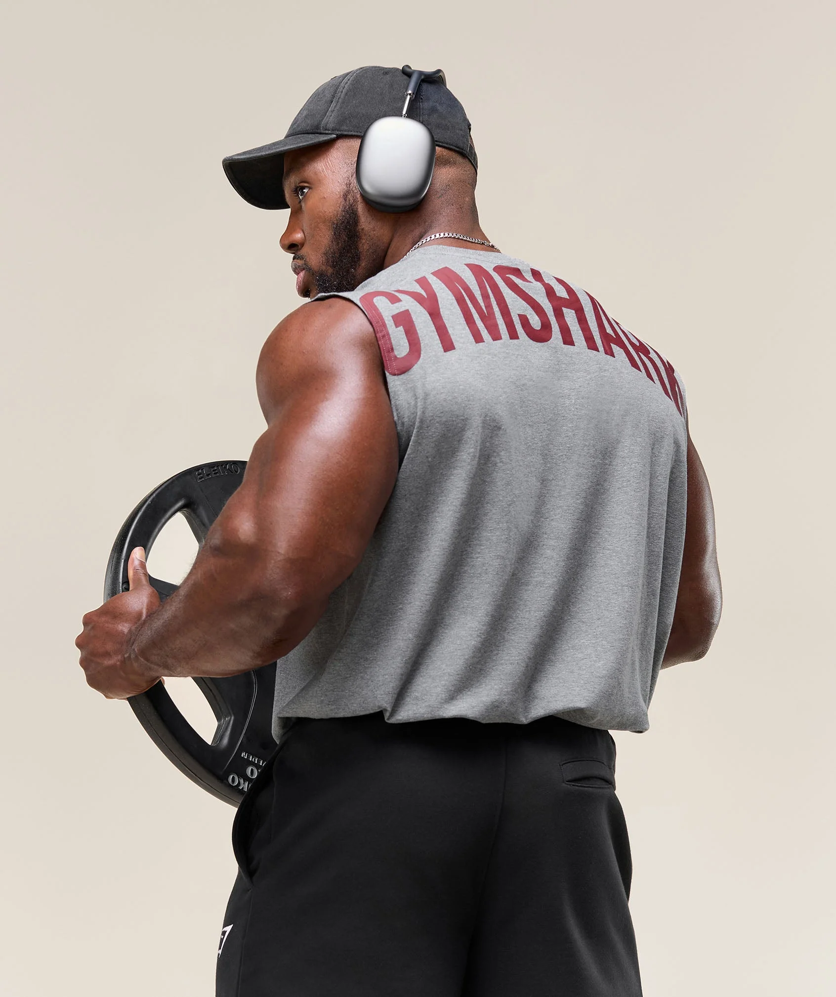 Gymshark Power Cut Off Tank - Charcoal Core Marl