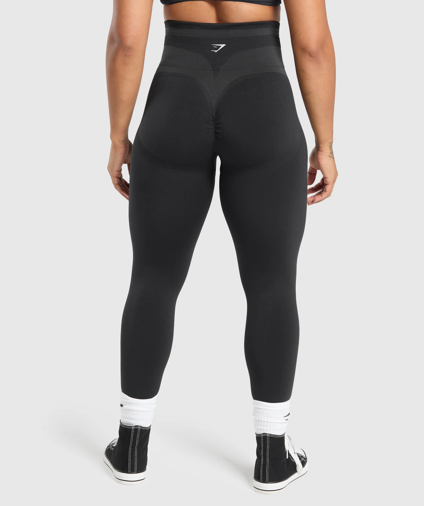 Gymshark Glute Boost Seamless Leggings - Black/Asphalt Grey