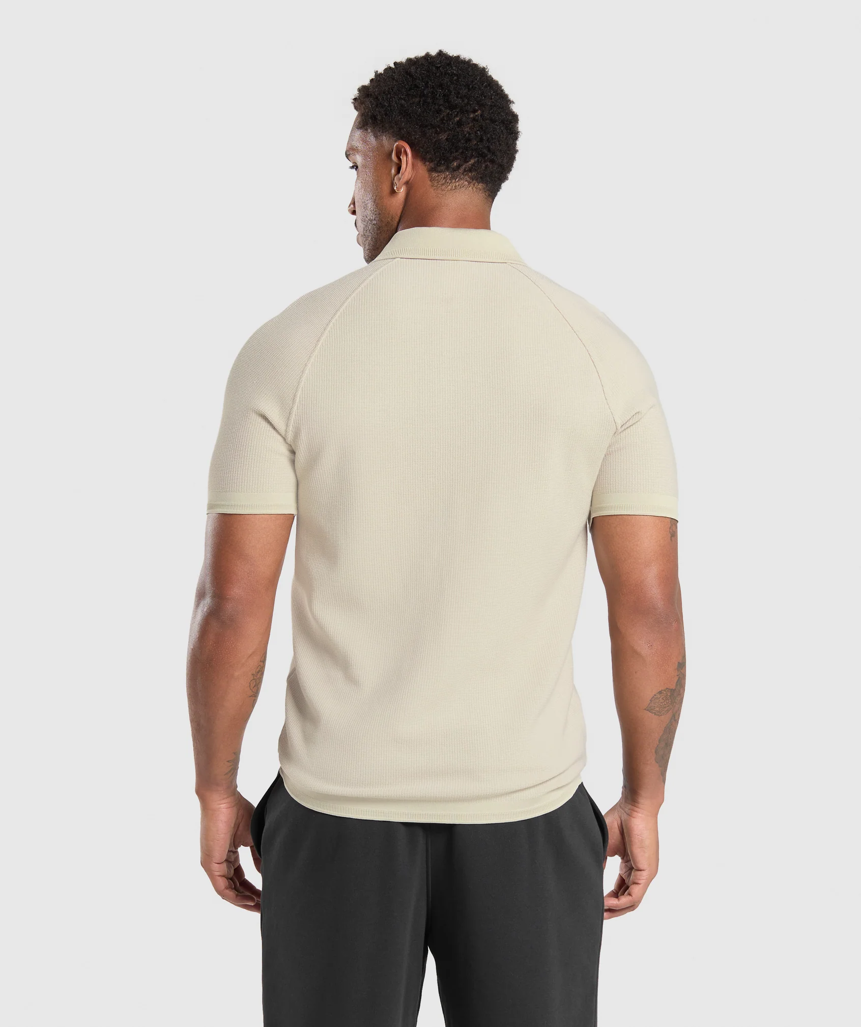 Gymshark Waffle Polo Shirt - Pebble Grey