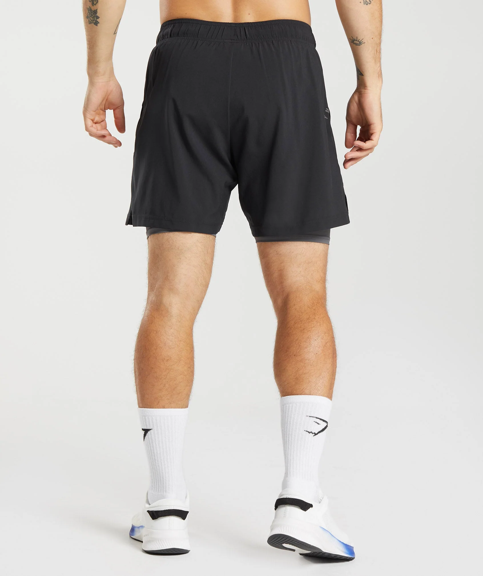 Gymshark Sport 7 2 In 1 Shorts - Black/Silhouette Grey