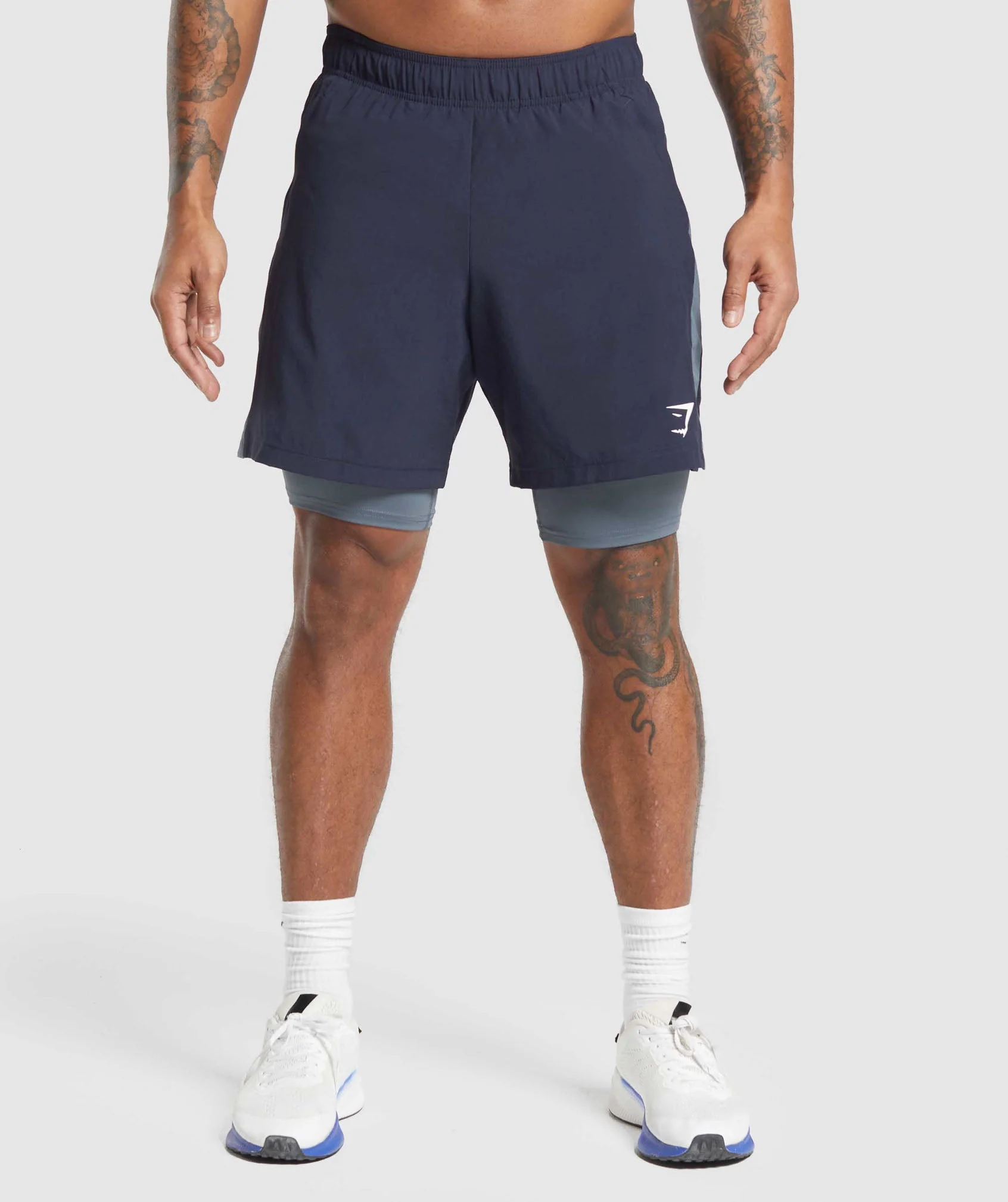 Gymshark Sport 7 2 in 1 Shorts - Heavy Blue/Iron Blue