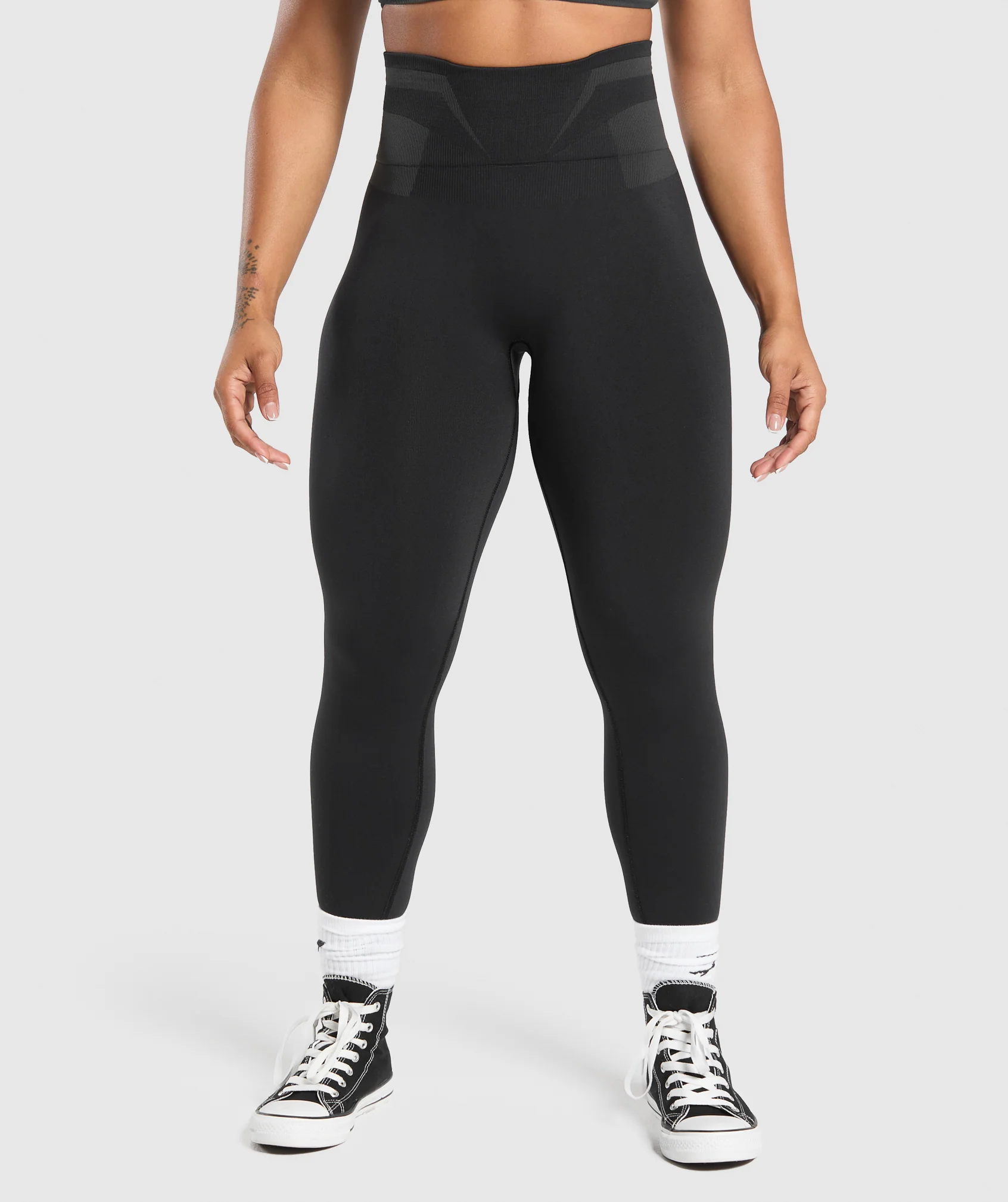 Gymshark Glute Boost Seamless Leggings - Black/Asphalt Grey