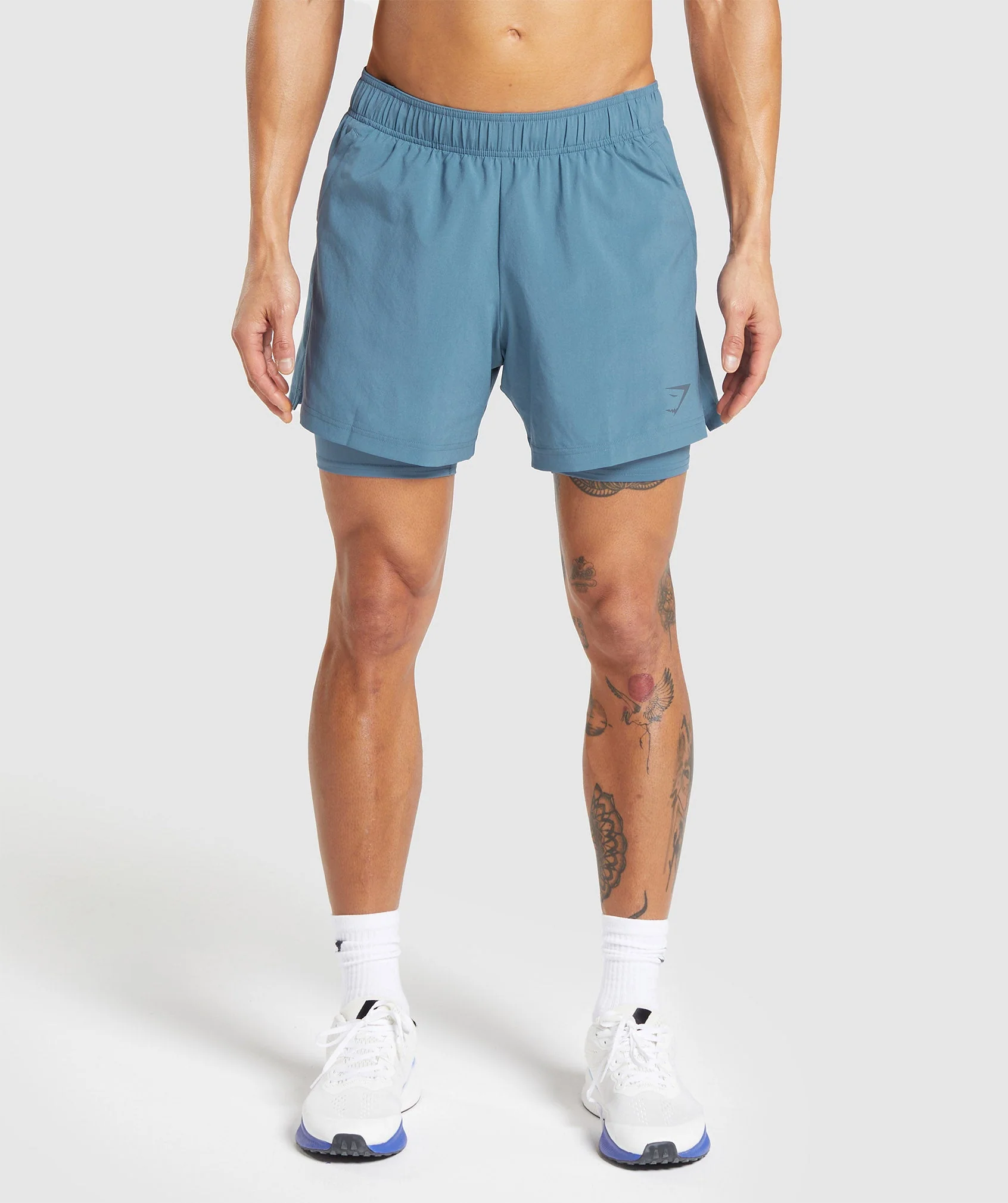 Gymshark Sport 5 2 in 1 Shorts - Faded Blue/Faded Blue