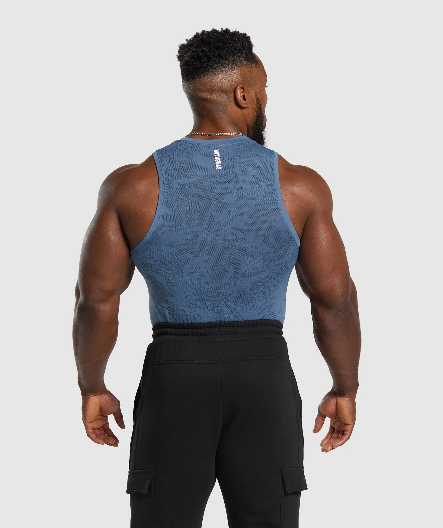 Gymshark Geo Seamless Tank - Faded Blue/Titanium Blue