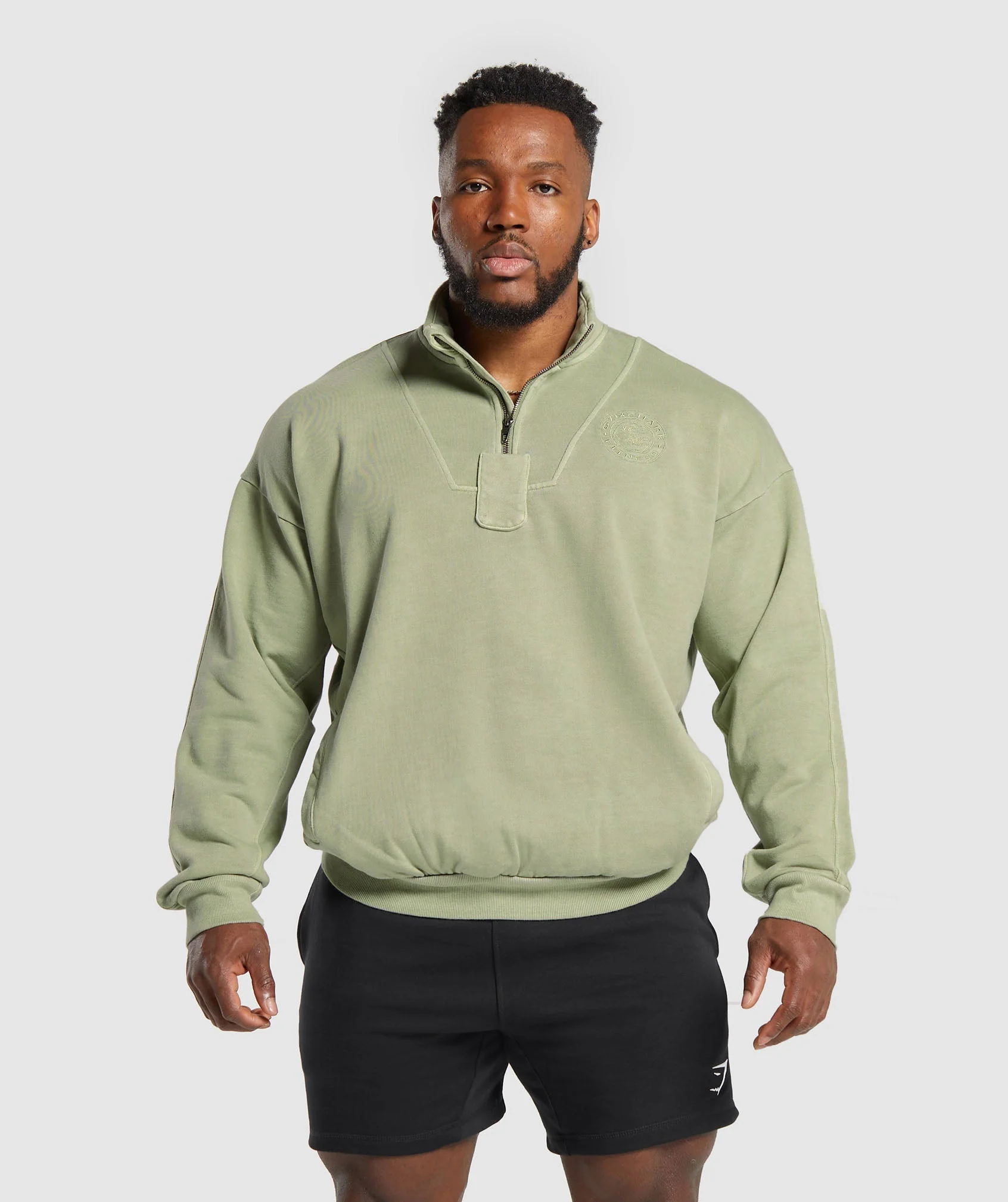 Gymshark Premium Legacy 1/4 Zip - Natural Sage Green