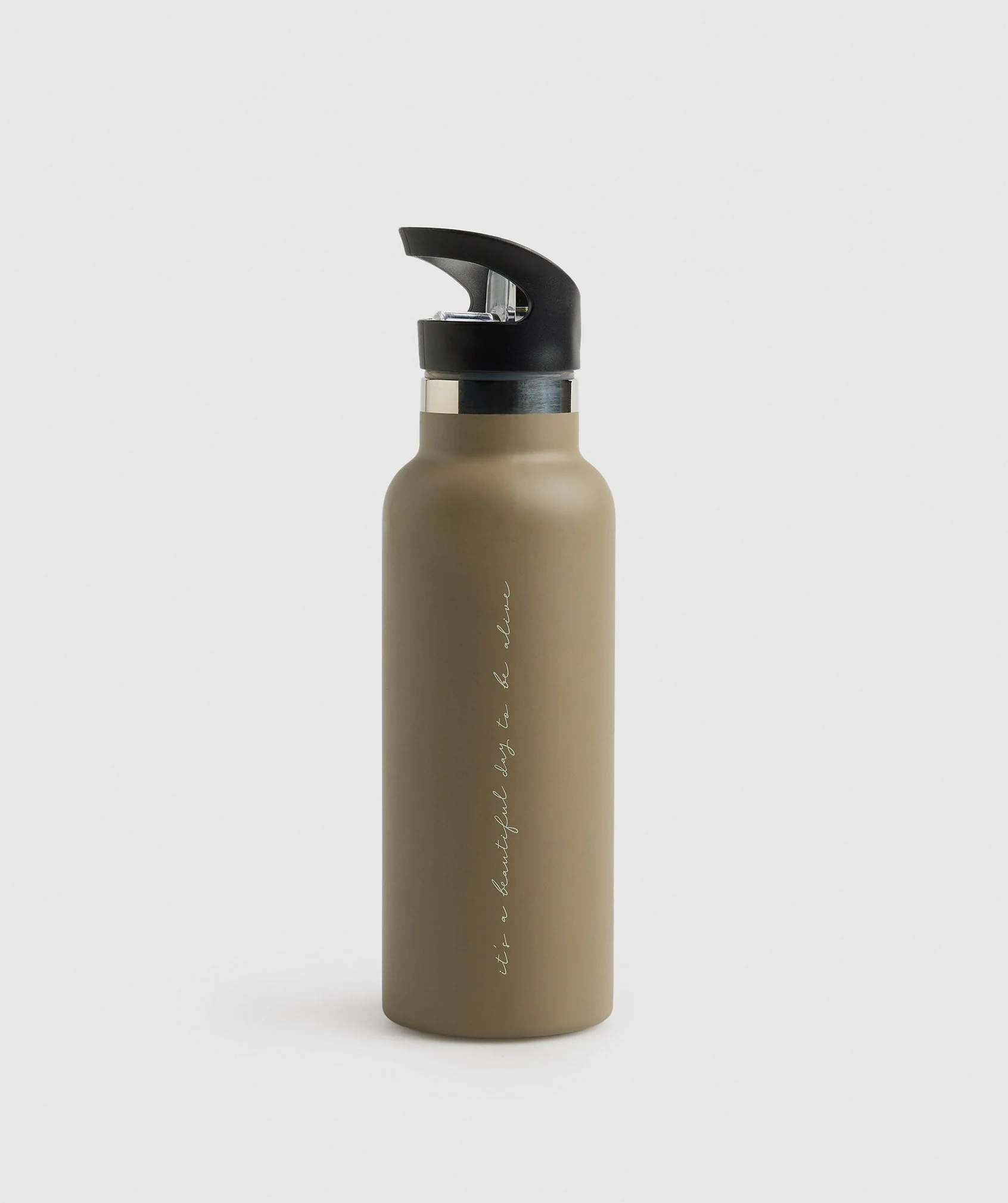 Gymshark Whitney Flip Straw Water Bottle - Cement Brown