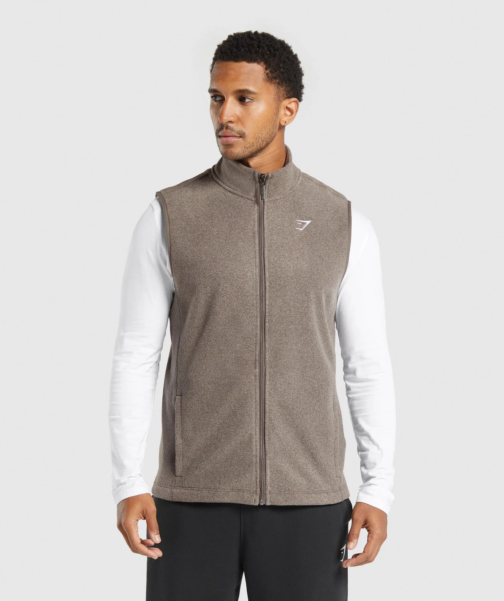 Gymshark Fleece Vest - Camo Brown/Sand Brown