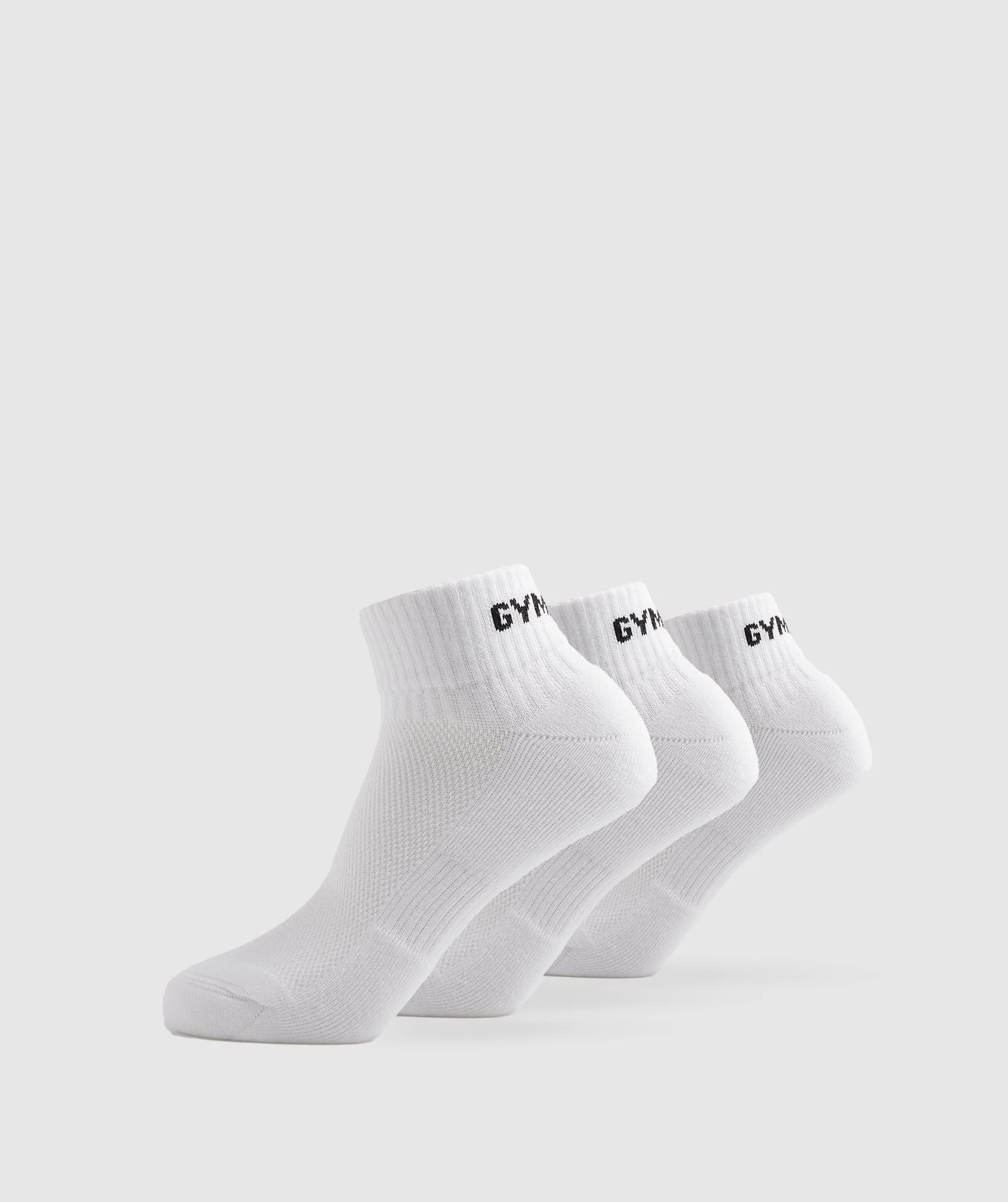 Gymshark GS Jacquared Quarter Socks 3pk - White