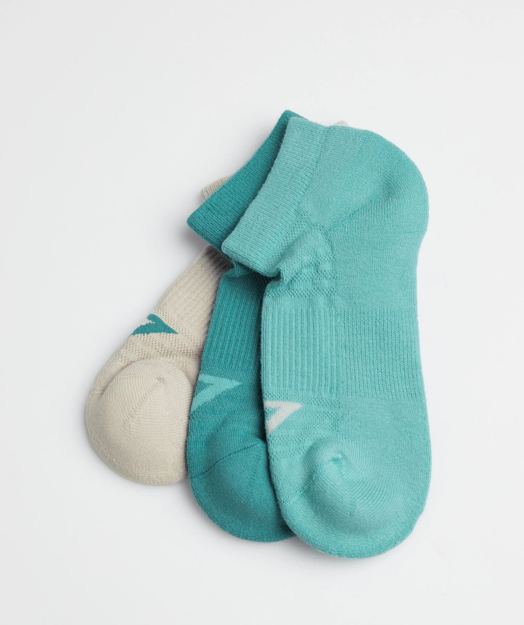 Gymshark Trainer Socks 3pk - Blue/Jewel Green/Pebble Grey