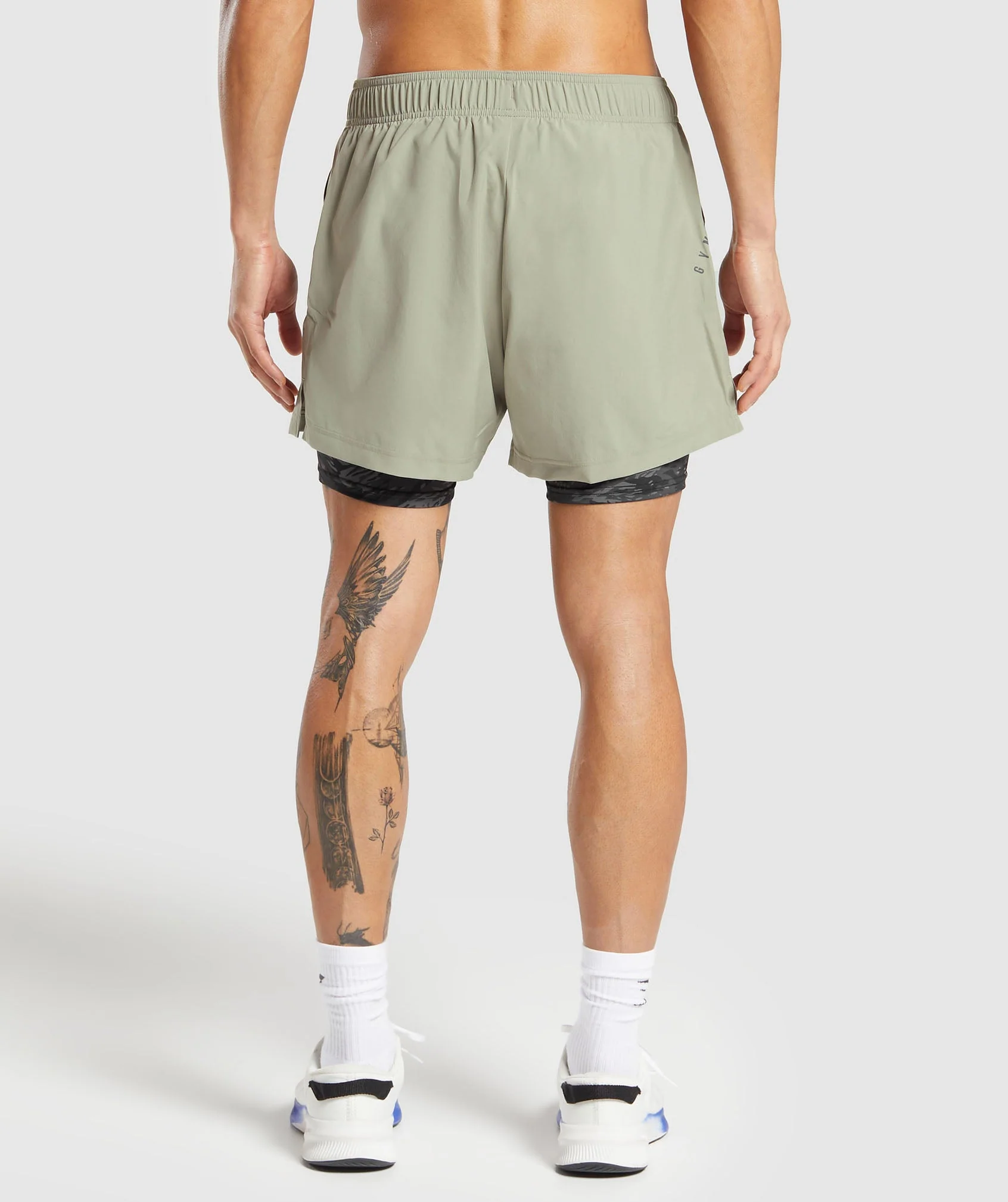 Gymshark Sport 5 2 in 1 Shorts - Chalk Green/Asphalt Grey