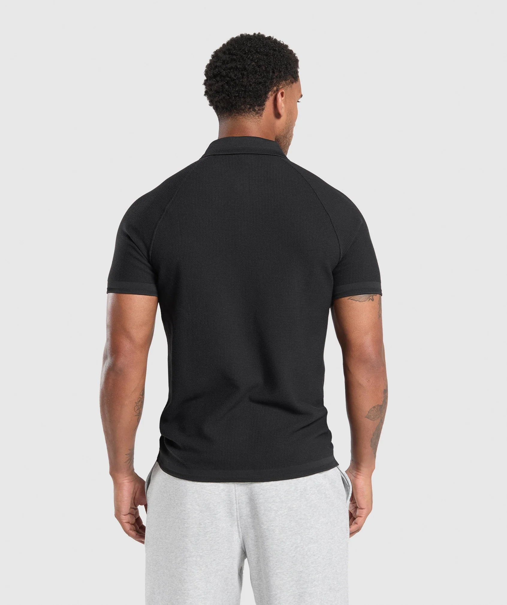 Gymshark Waffle Polo Shirt - Black
