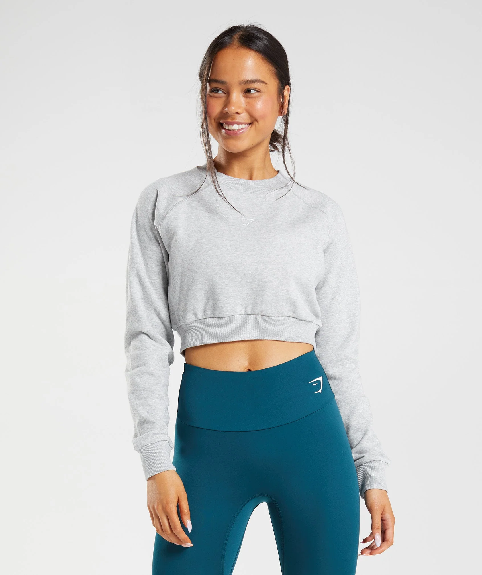 Gymshark Training Cropped Sweater - Light Grey Core Marl