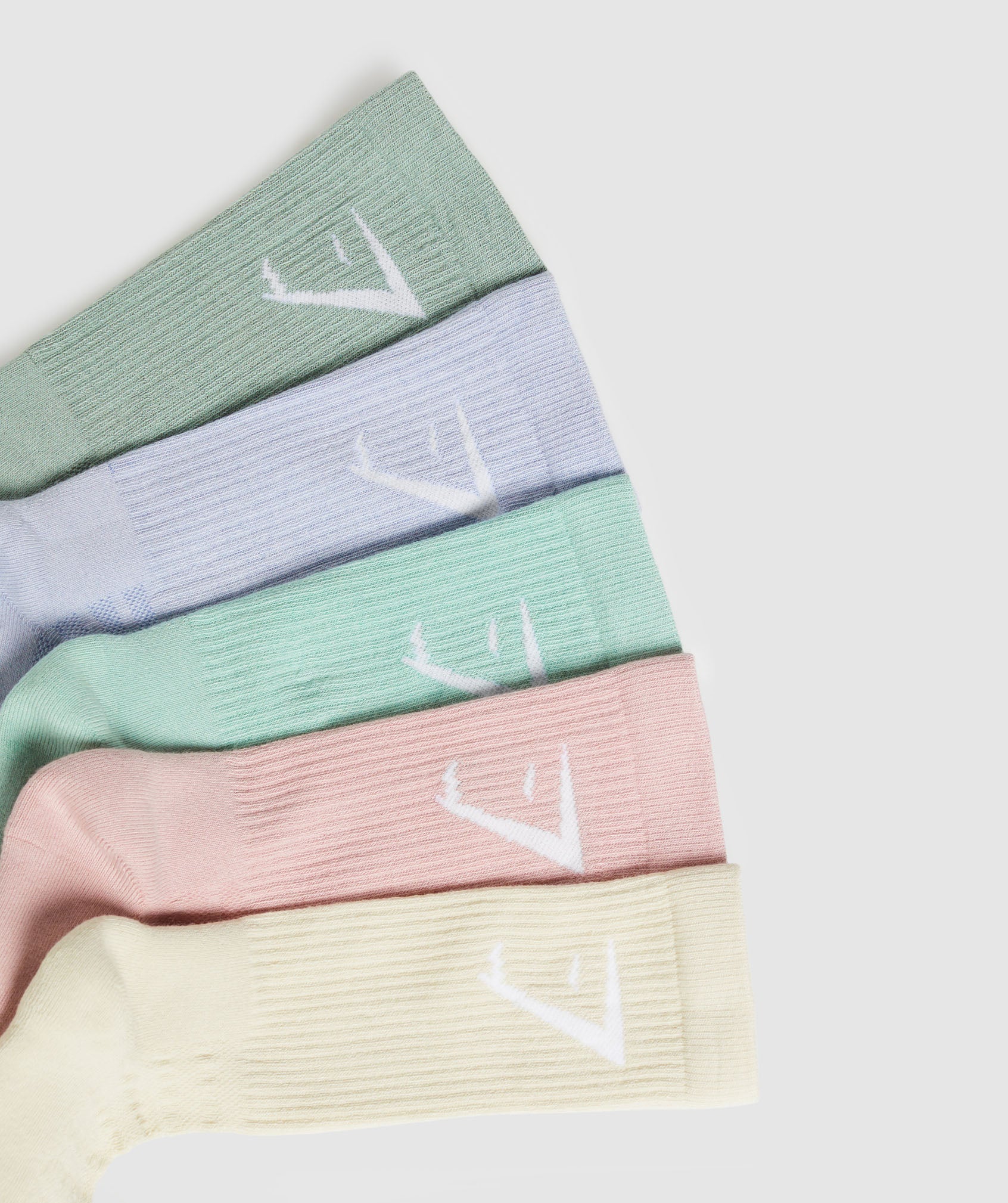 Gymshark Crew Socks 5pk - White/Pink/Green/Lilac/Green