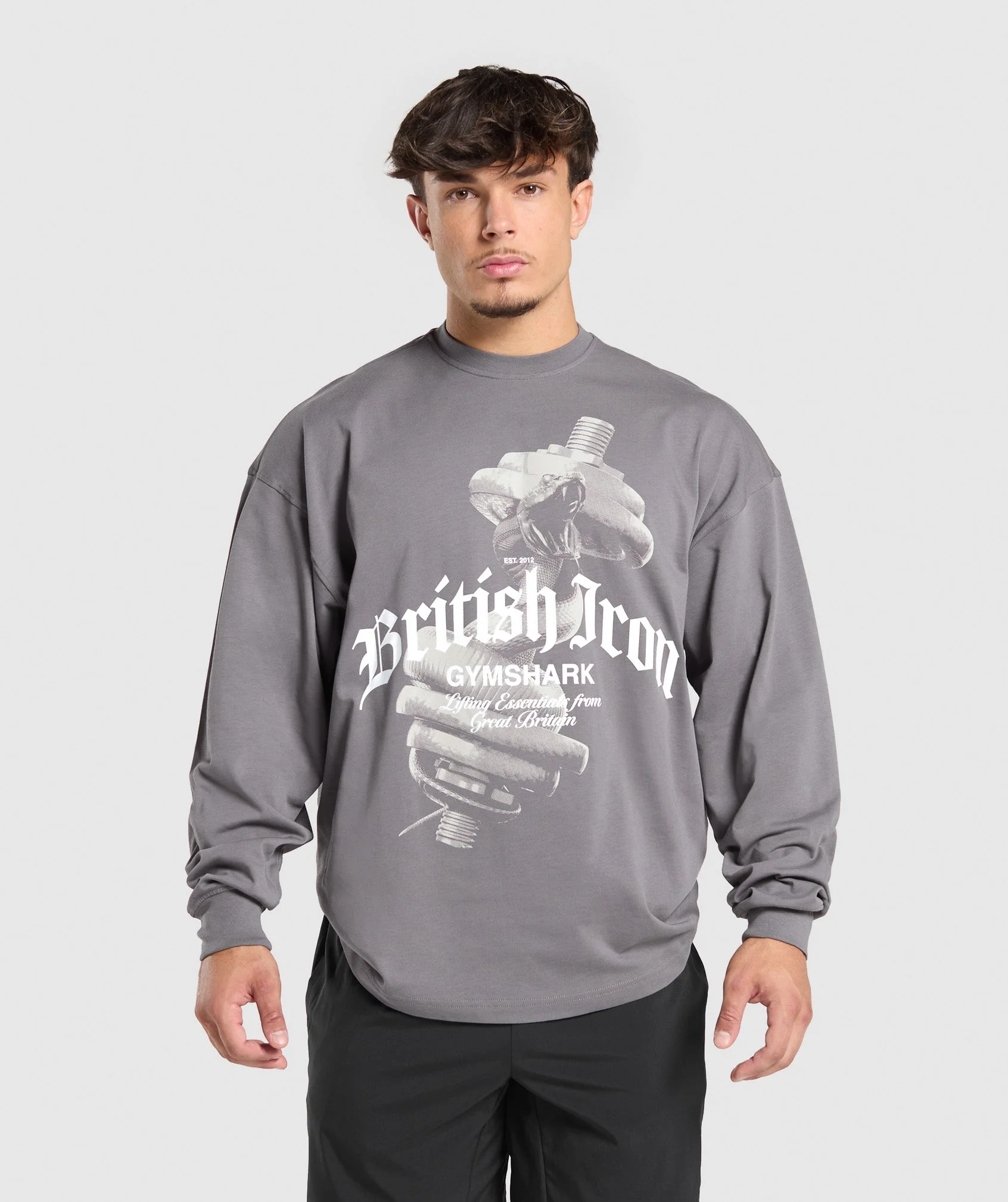 Gymshark British Iron Long Sleeve T-Shirt - Brushed Grey