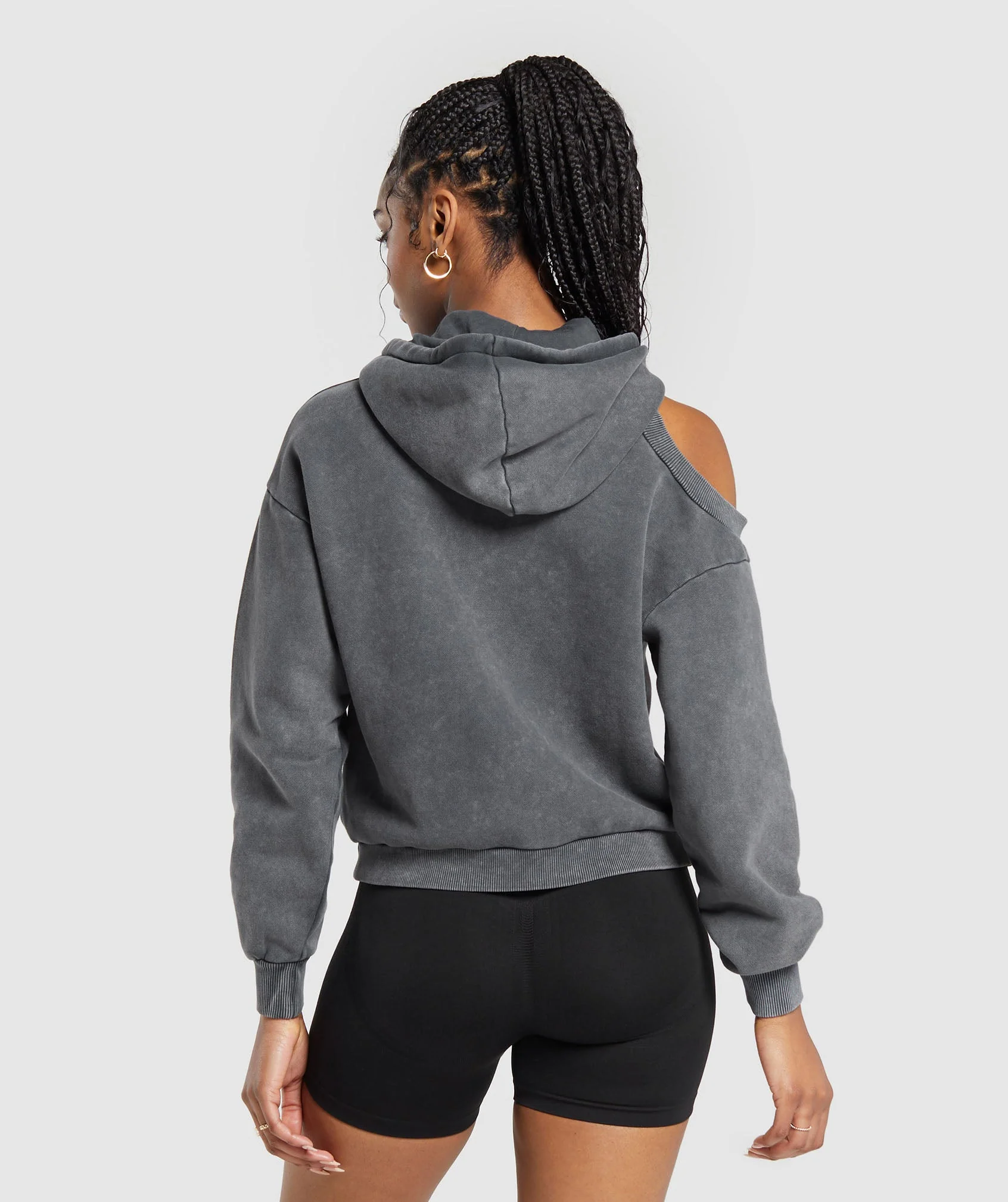 Gymshark Washed Cut Out Hoodie - Black