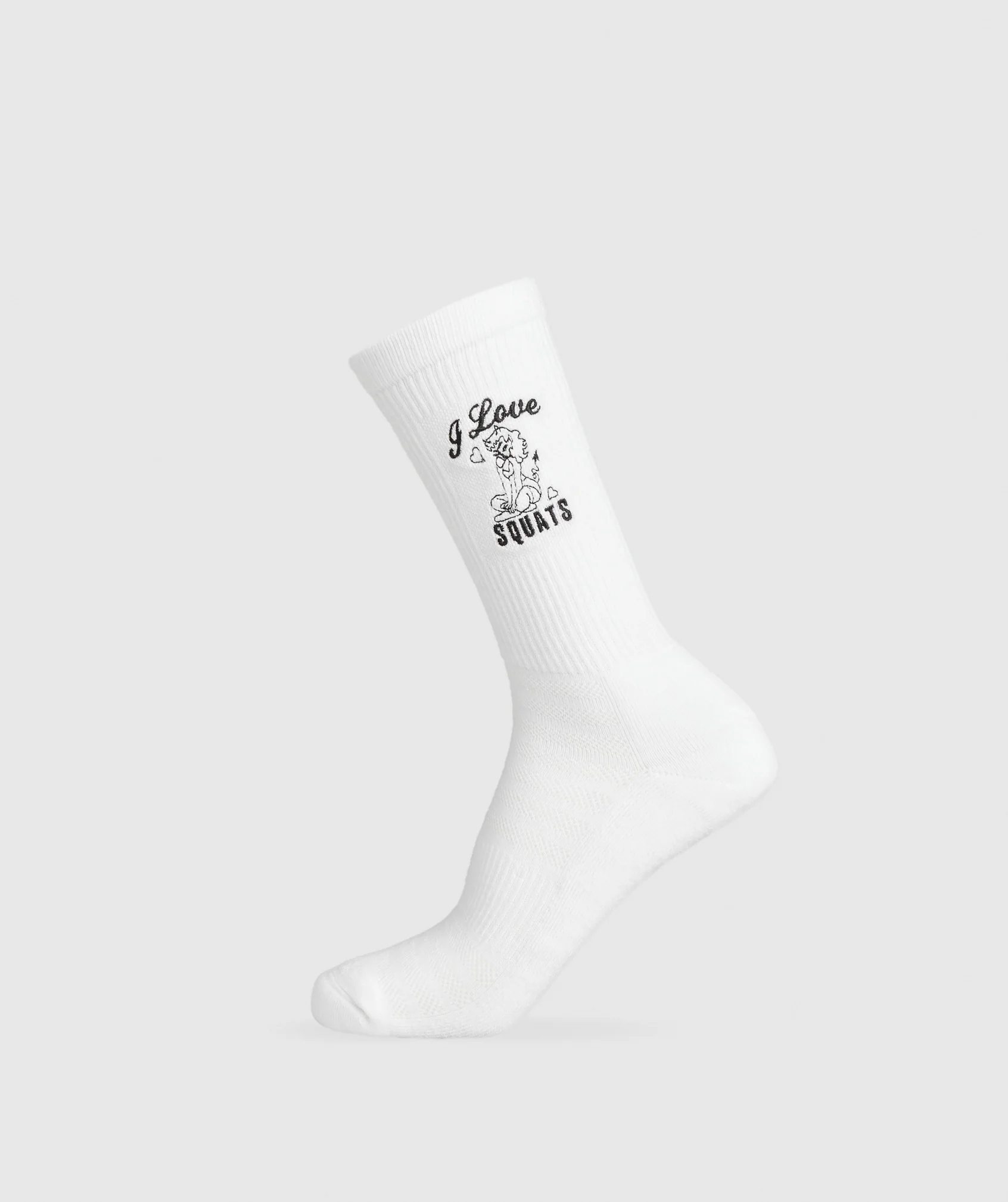 Gymshark Love Squats Graphic Crew Sock Single - White