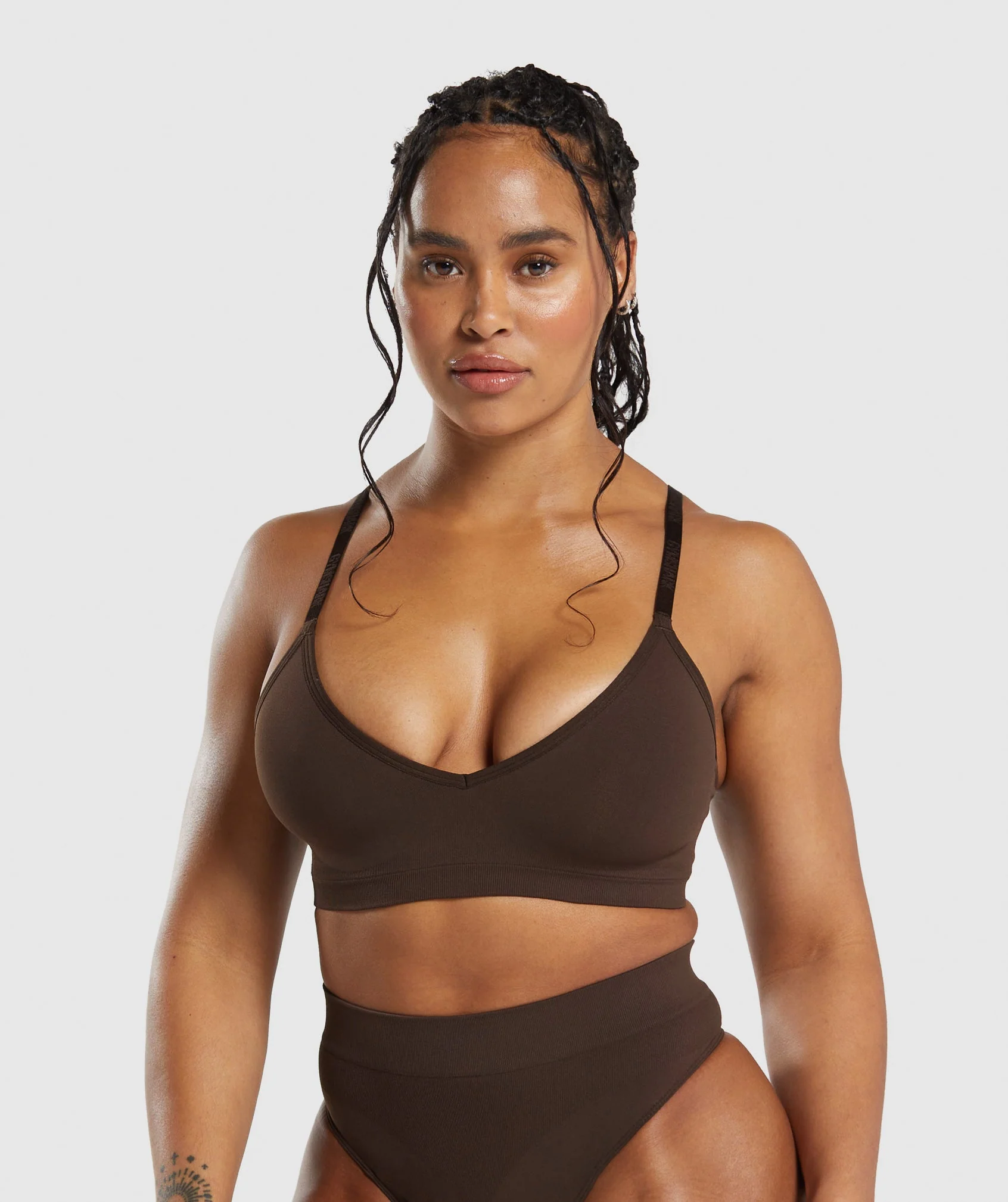 Gymshark Seamless V Neck Bralette - Archive Brown