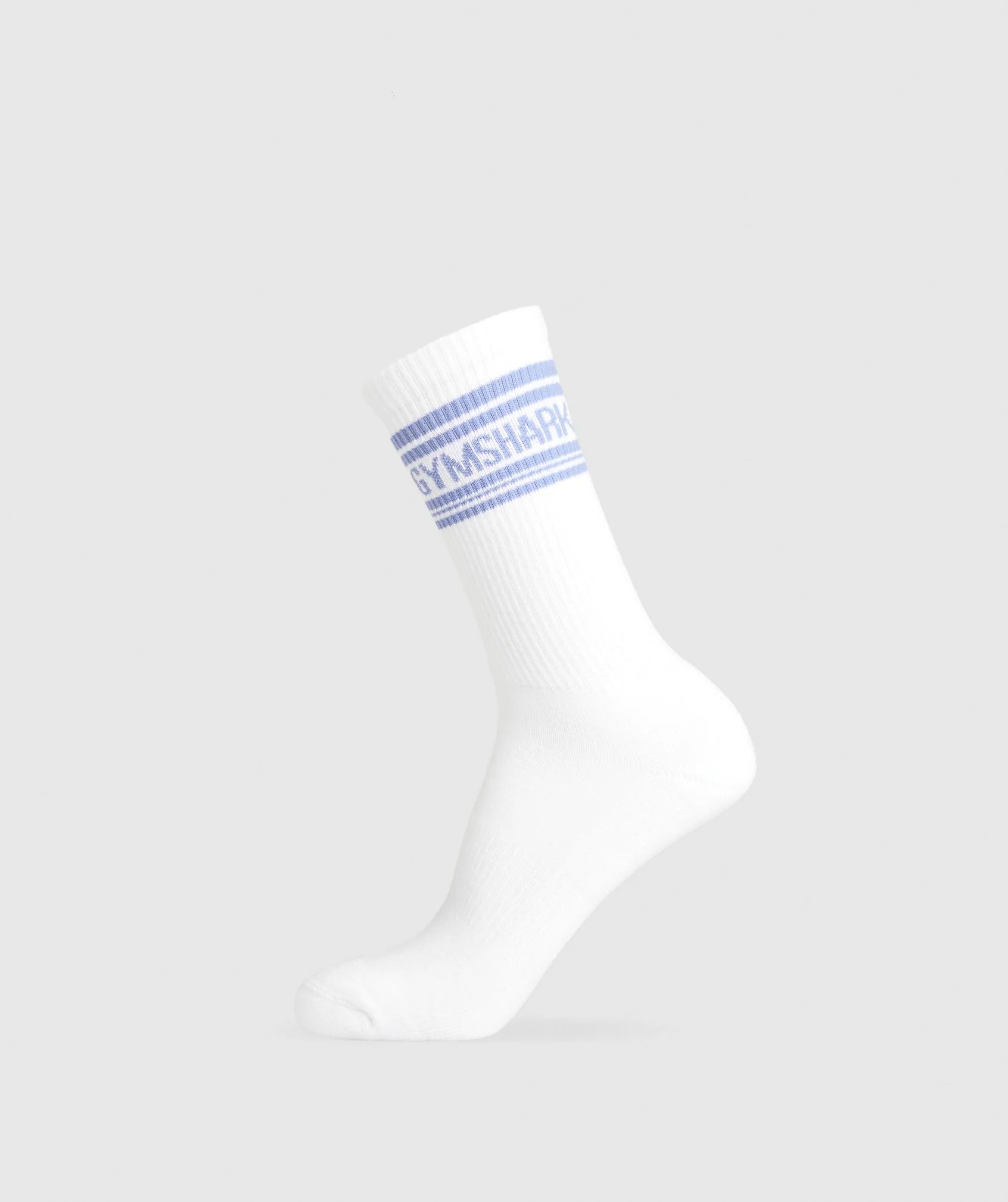 Gymshark Stripe Crew Single Sock - White/Lift Blue