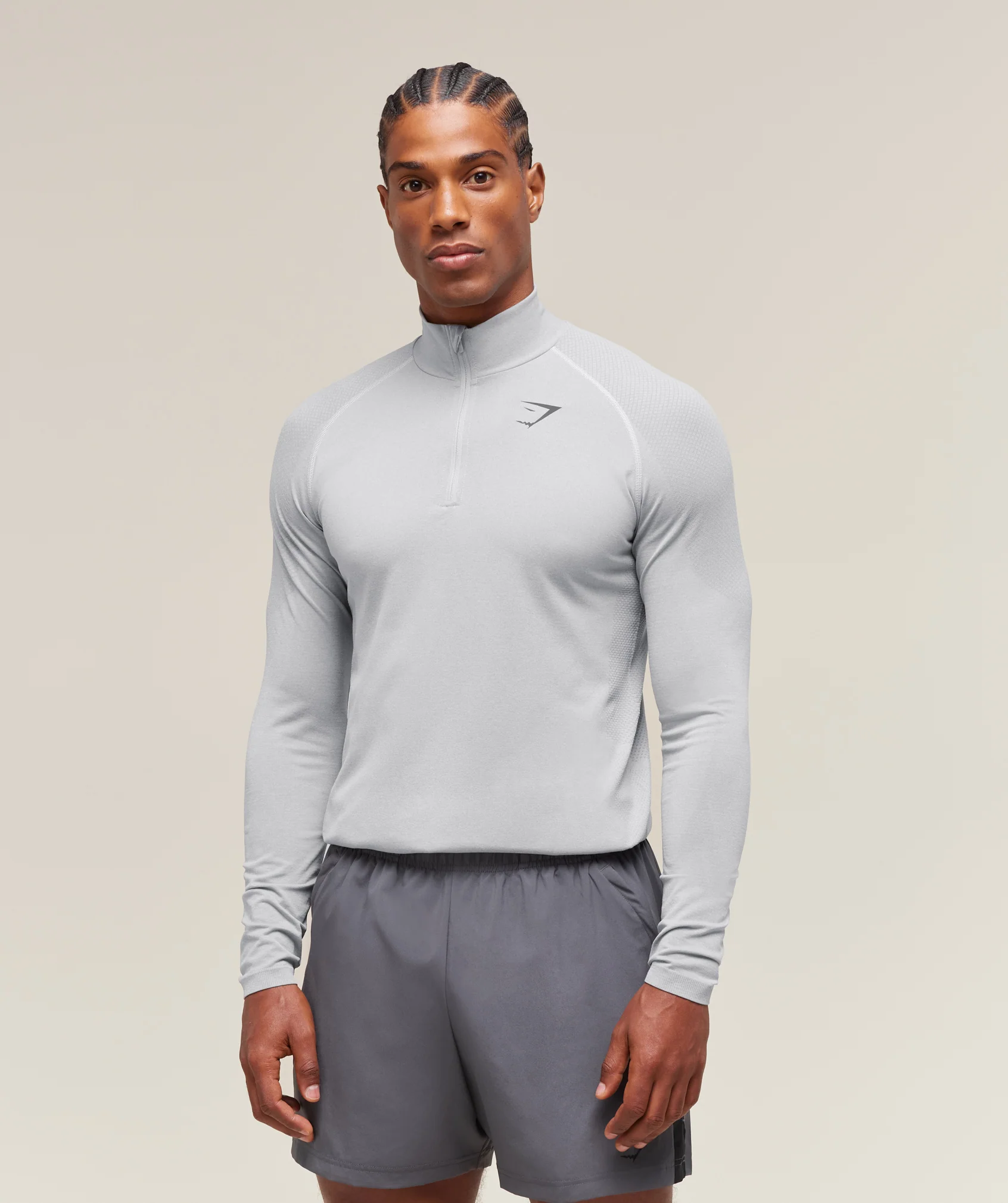 Gymshark Vital Seamless 1/4 Zip - Light Grey/Smokey Grey
