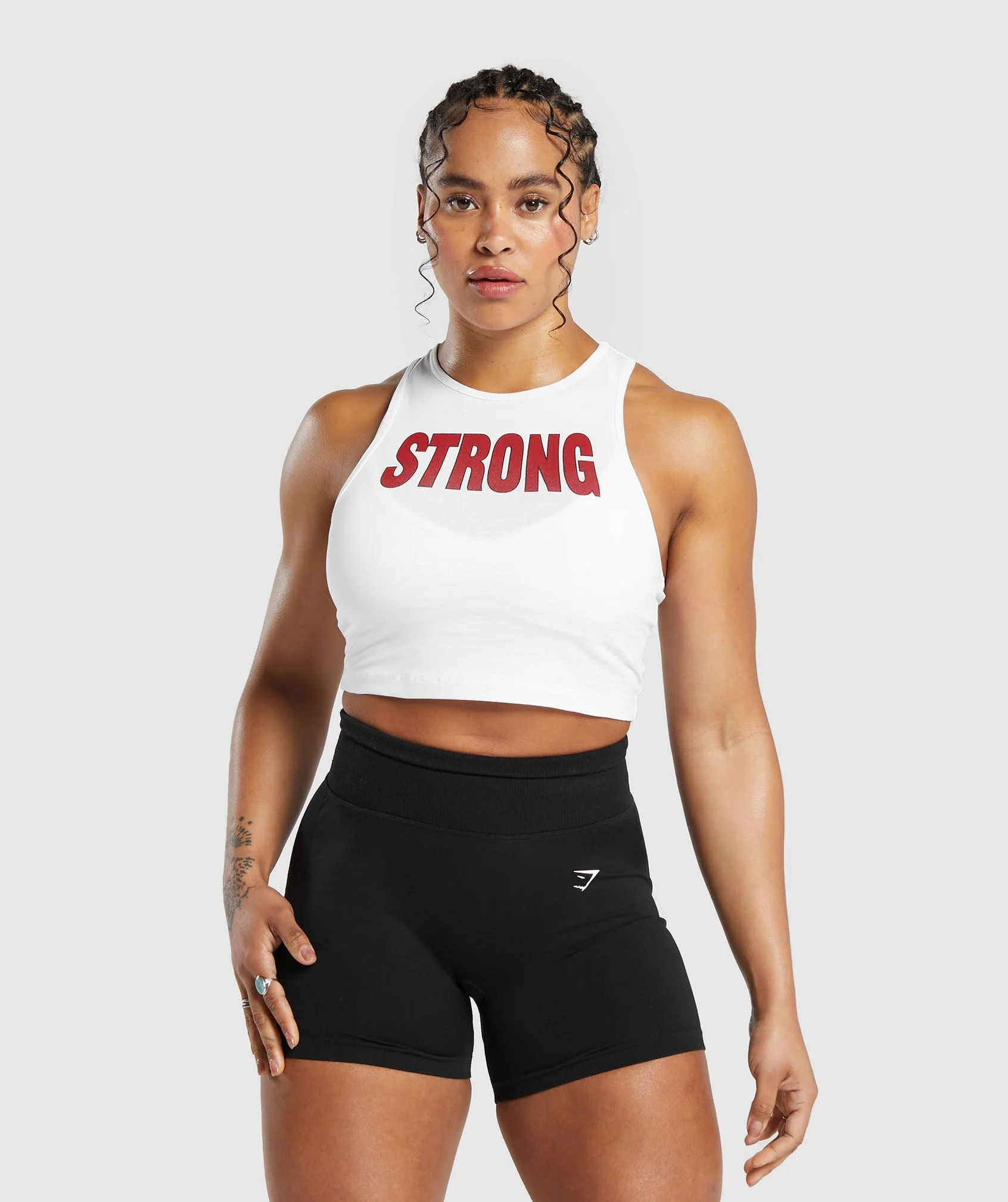 Gymshark Strong Lifter Crop Tank - White