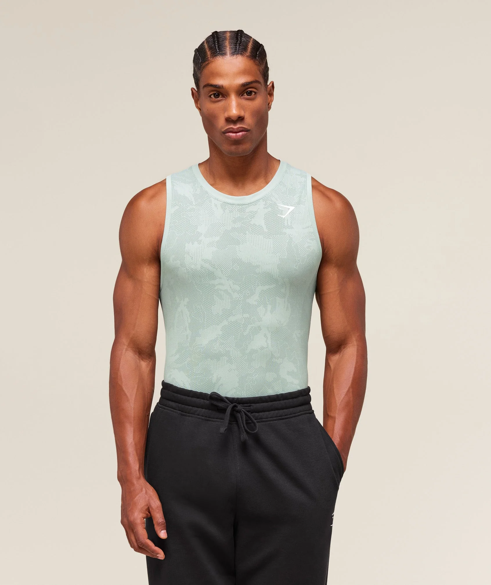 Gymshark Geo Seamless Tank - Morning Blue/Celeste Blue