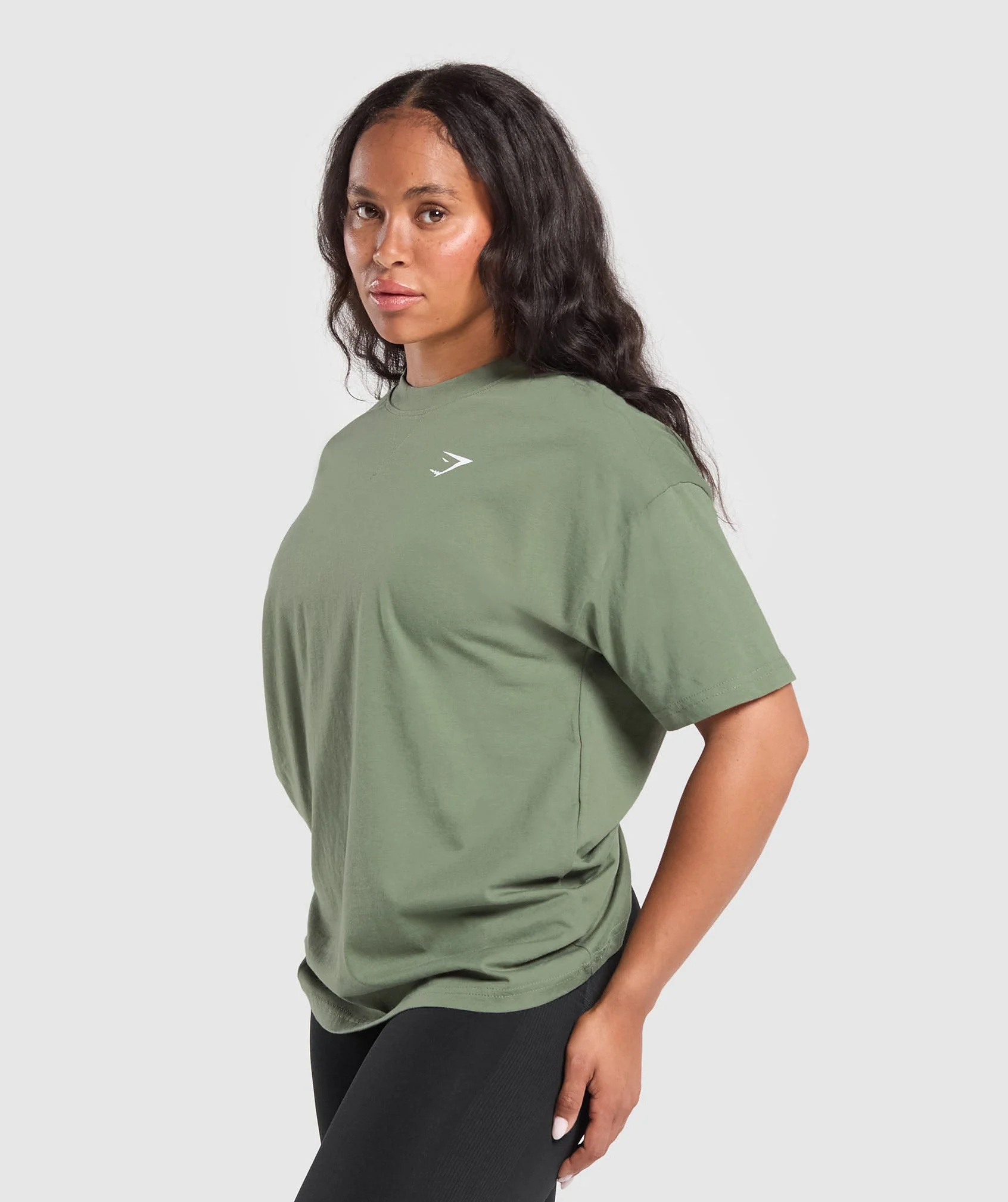Gymshark Adapt Camo Graphic Oversized Top - Force Green