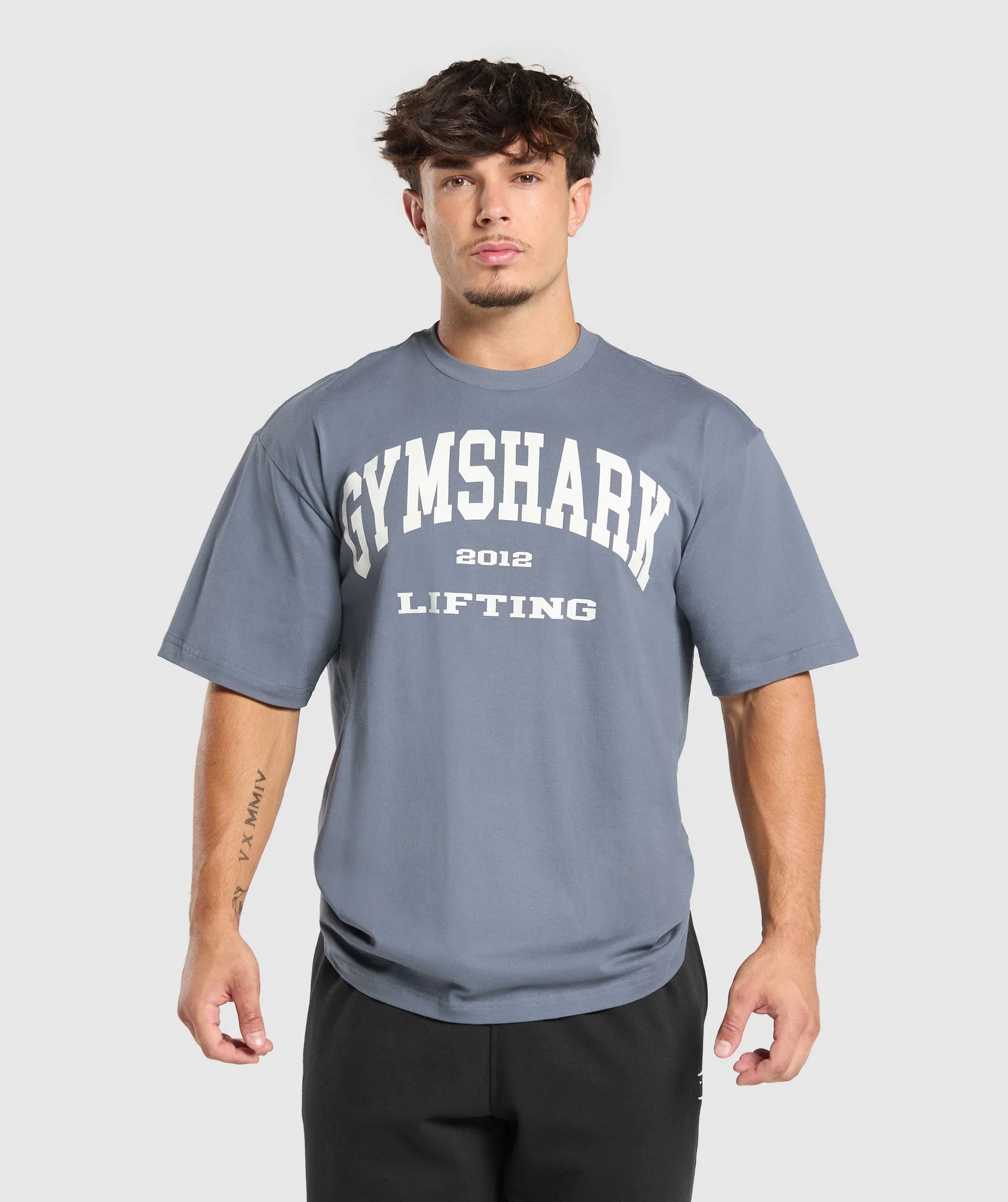Gymshark 2012 Lifting Oversized T-Shirt - Iron Blue