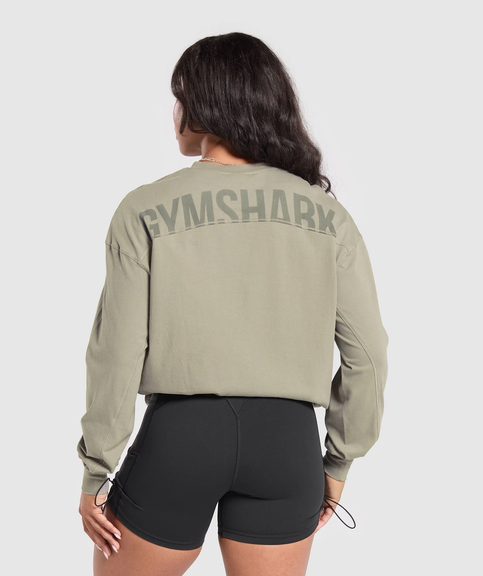 Gymshark Power Oversized Long Sleeve Top - Linen Brown