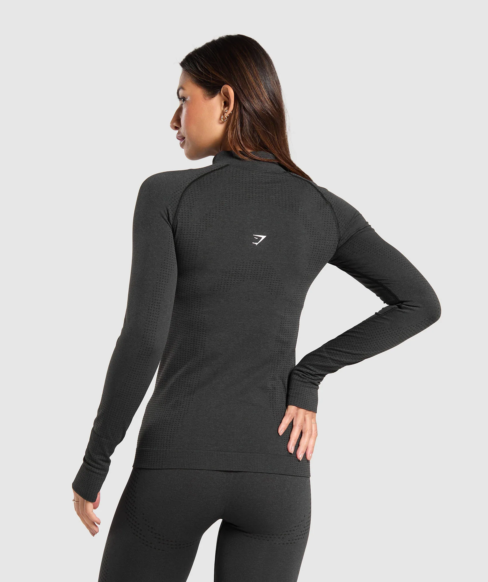 Gymshark Vital Seamless 2.0 1/2 Zip Pullover - Black Marl