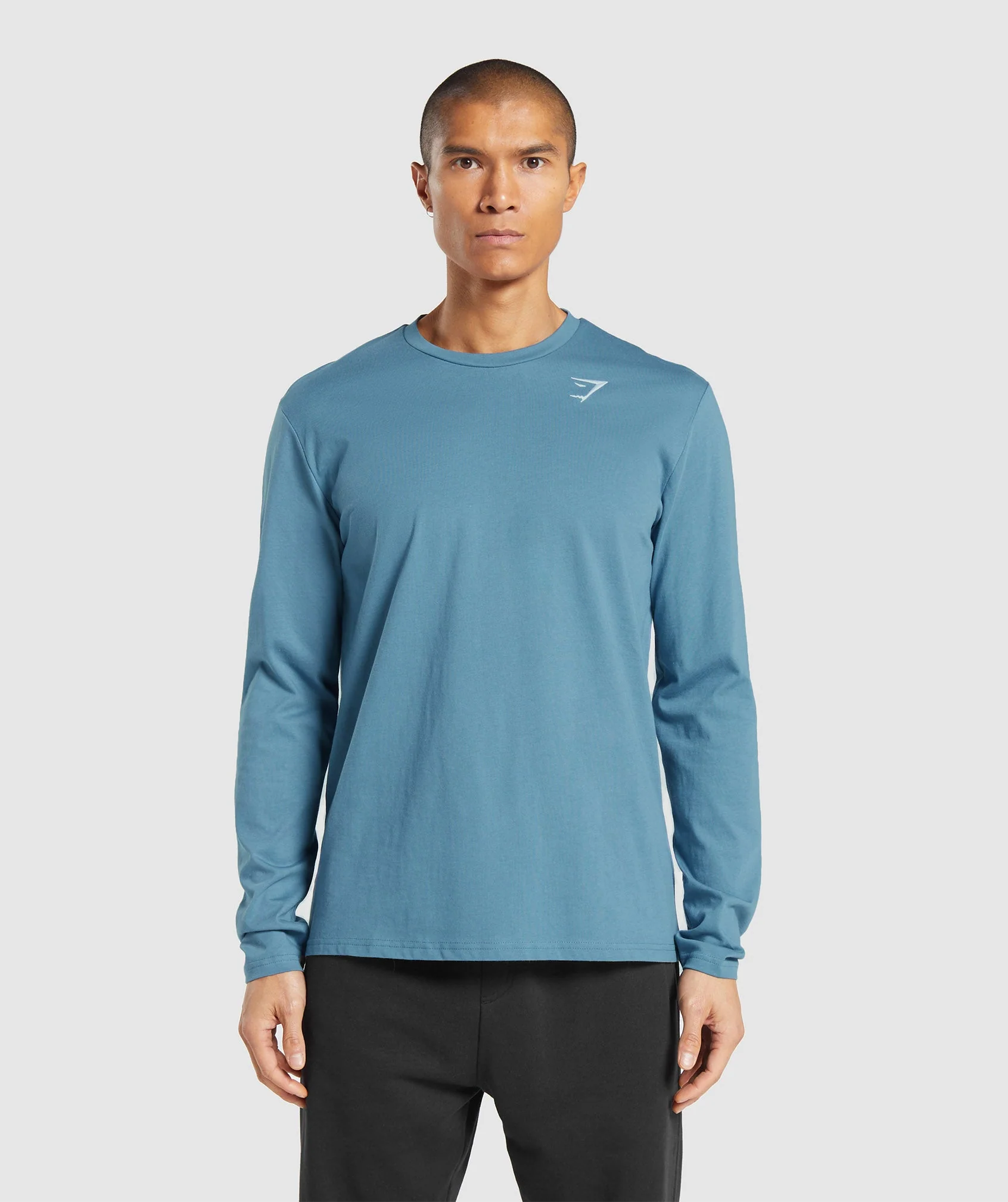 Gymshark Crest Long Sleeve T-Shirt - Faded Blue