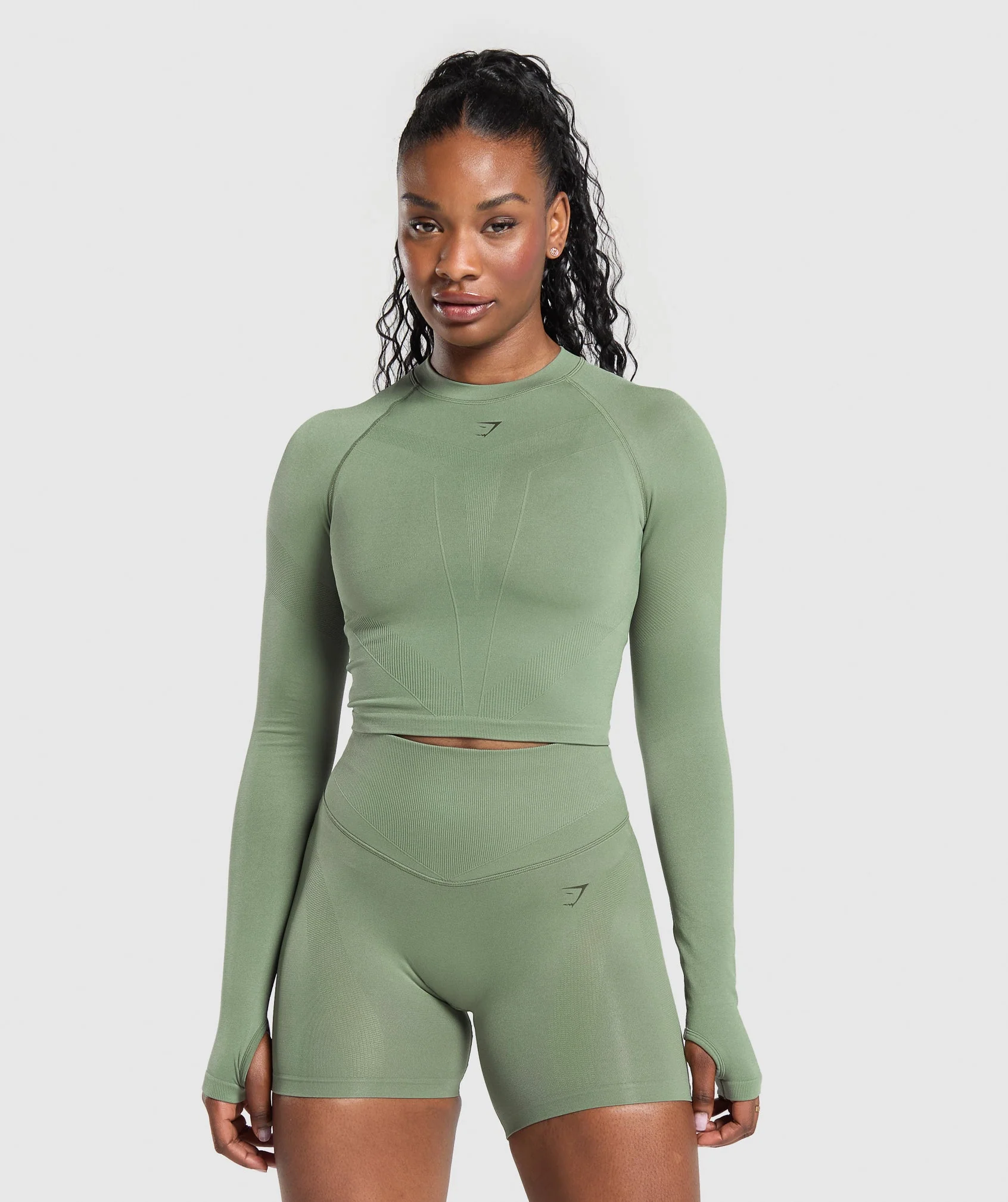 Gymshark Activate Long Sleeve Top - Force Green