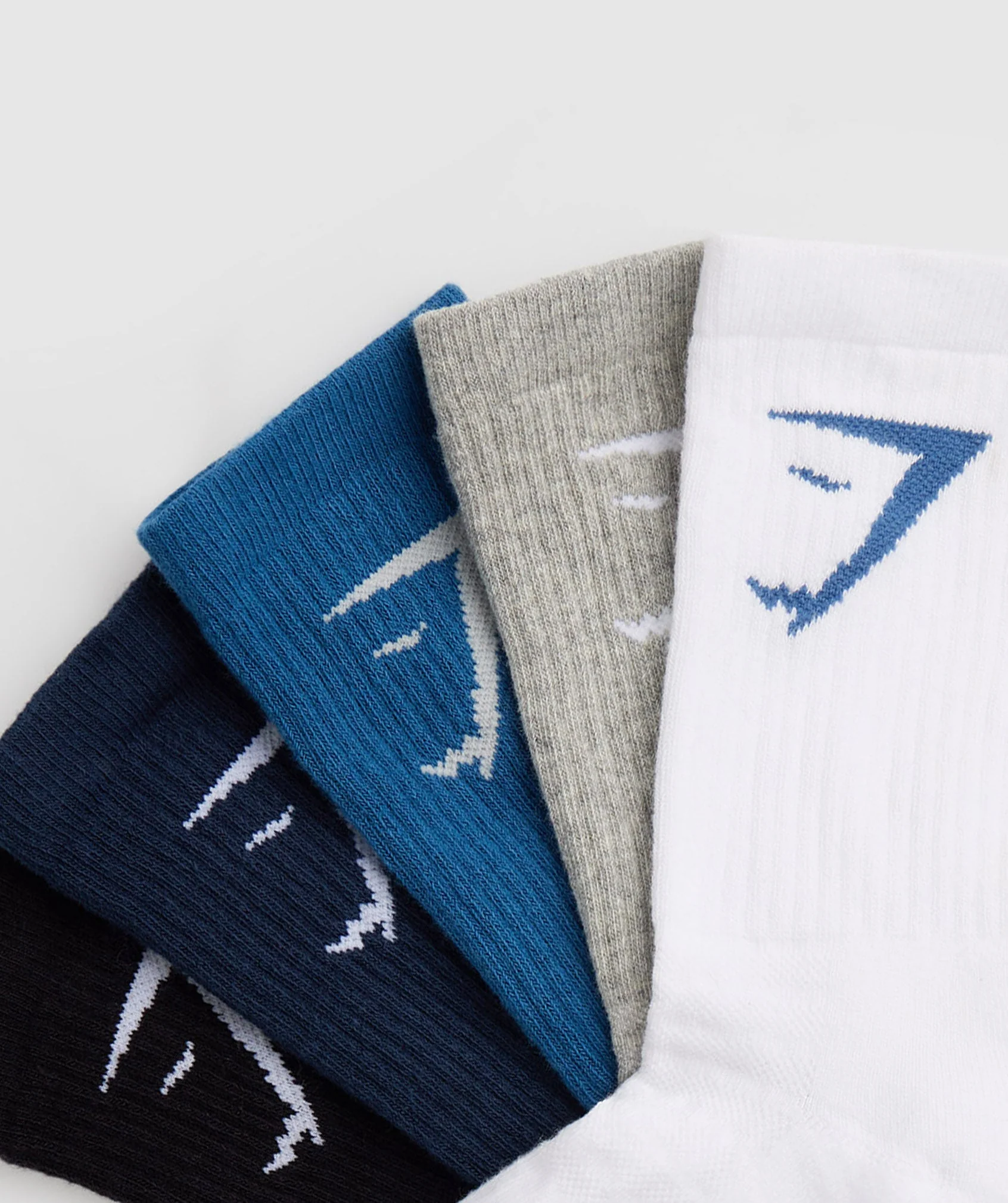 Gymshark Crew Socks 5pk - White/Black/Grey/Blue/Navy