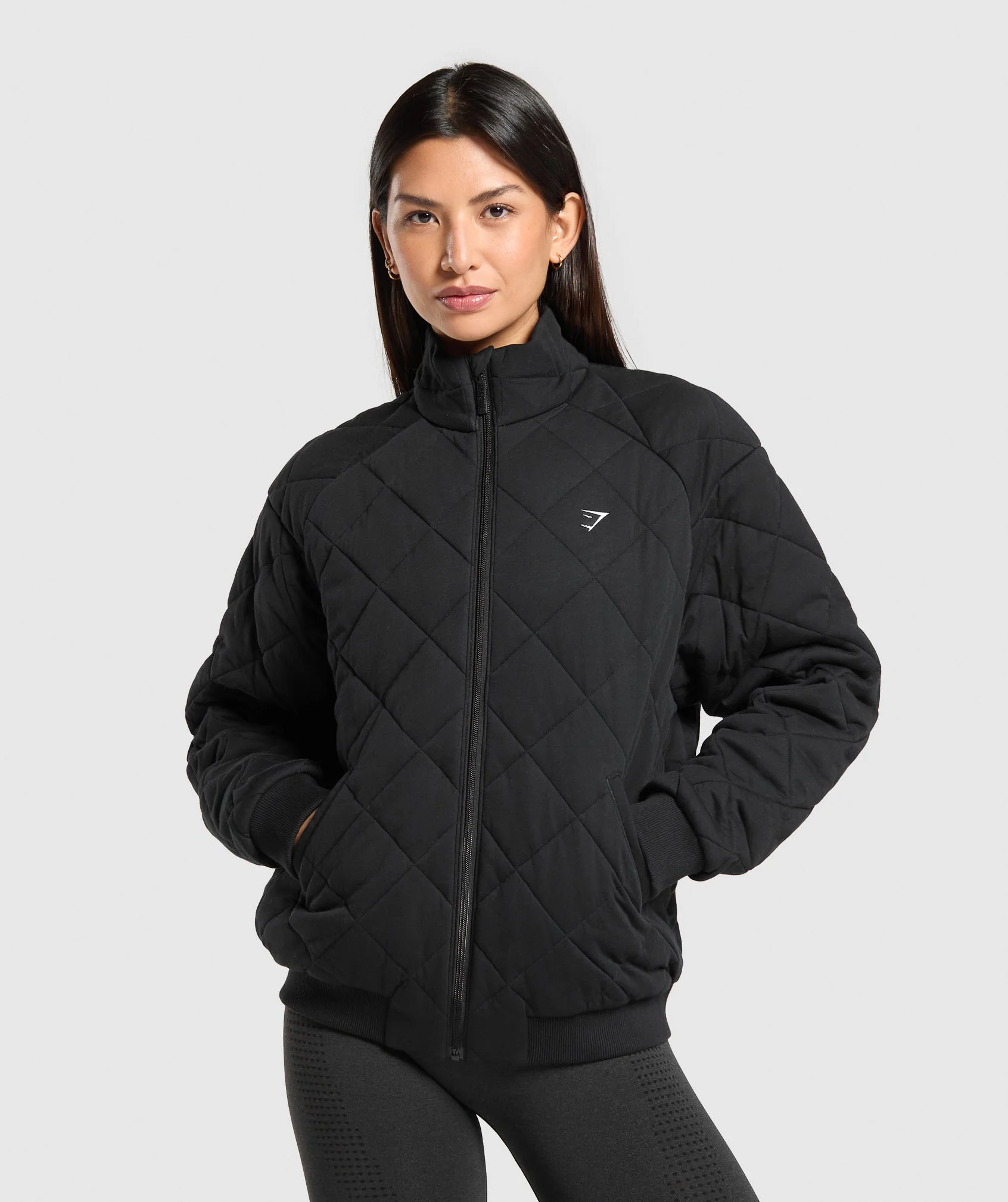 Gymshark Quilted Zip Through - Black