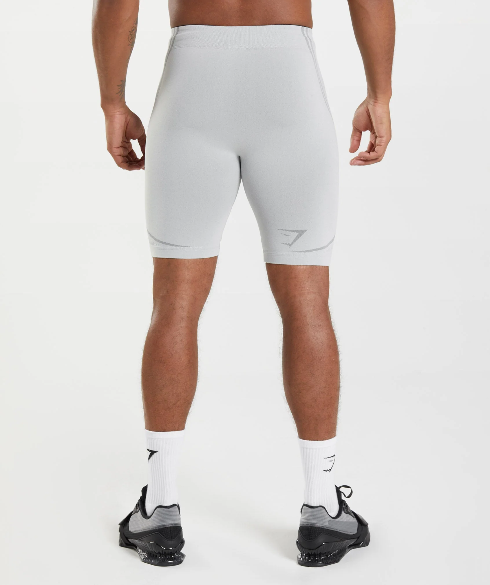 Gymshark 315 Seamless 1/2 Shorts - Light Grey/Charcoal Grey