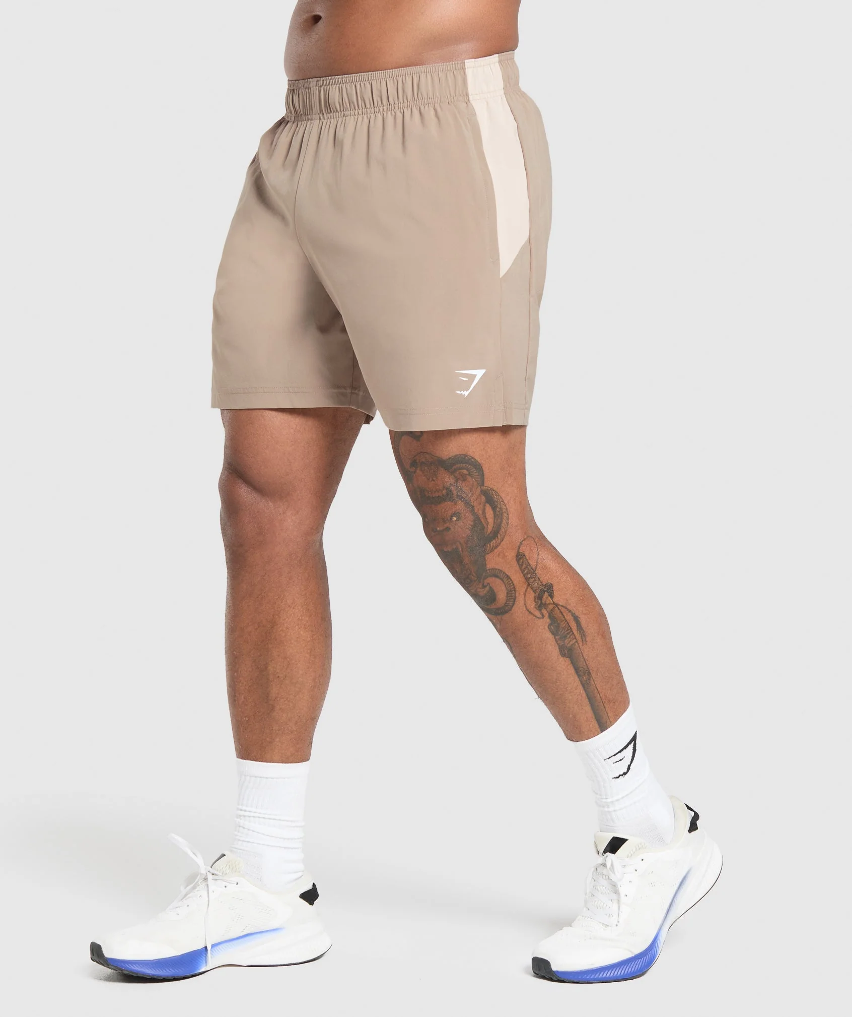 Gymshark Sport Panel 7 Shorts - Cement Brown/Pebble Grey