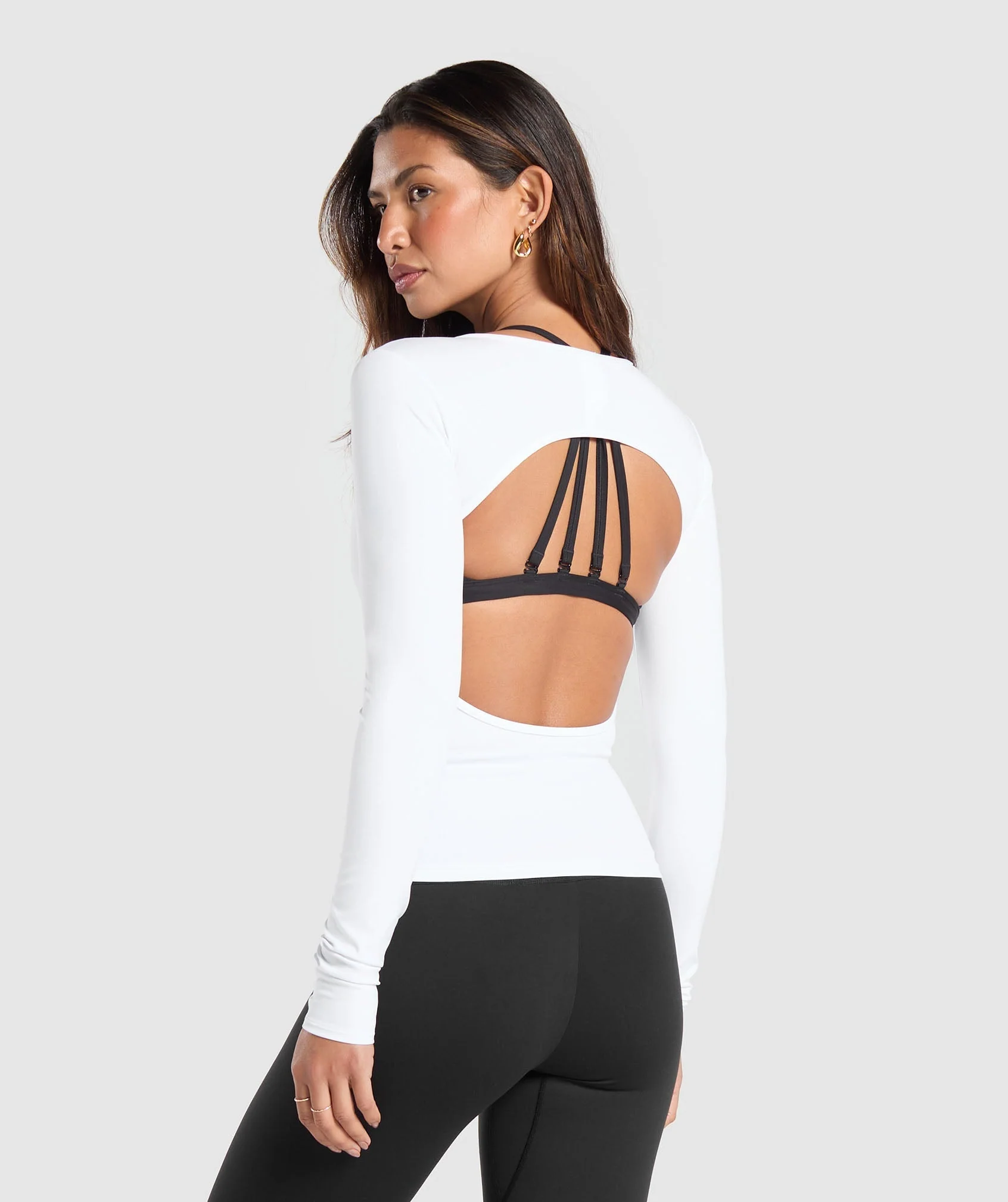 Gymshark Everyday Open Back Long Sleeve Top - White