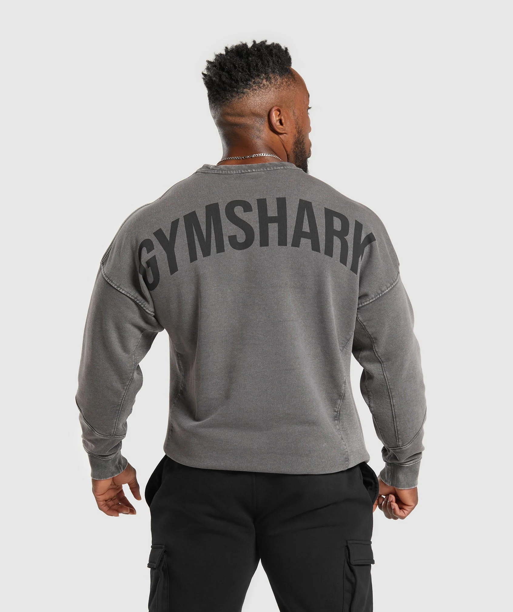Gymshark Power Washed Crew - Onyx Grey