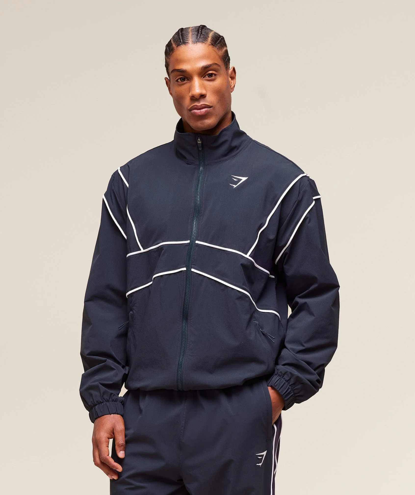 Gymshark Retro Crinkle Track Jacket - Heavy Blue
