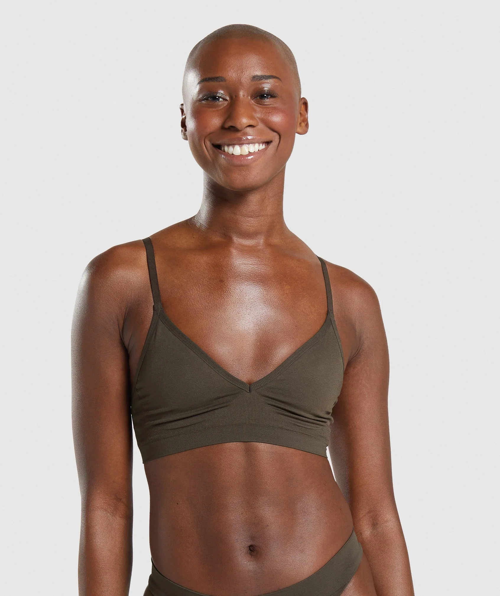 Gymshark Seamless Low Neck Bralette - Espresso Brown