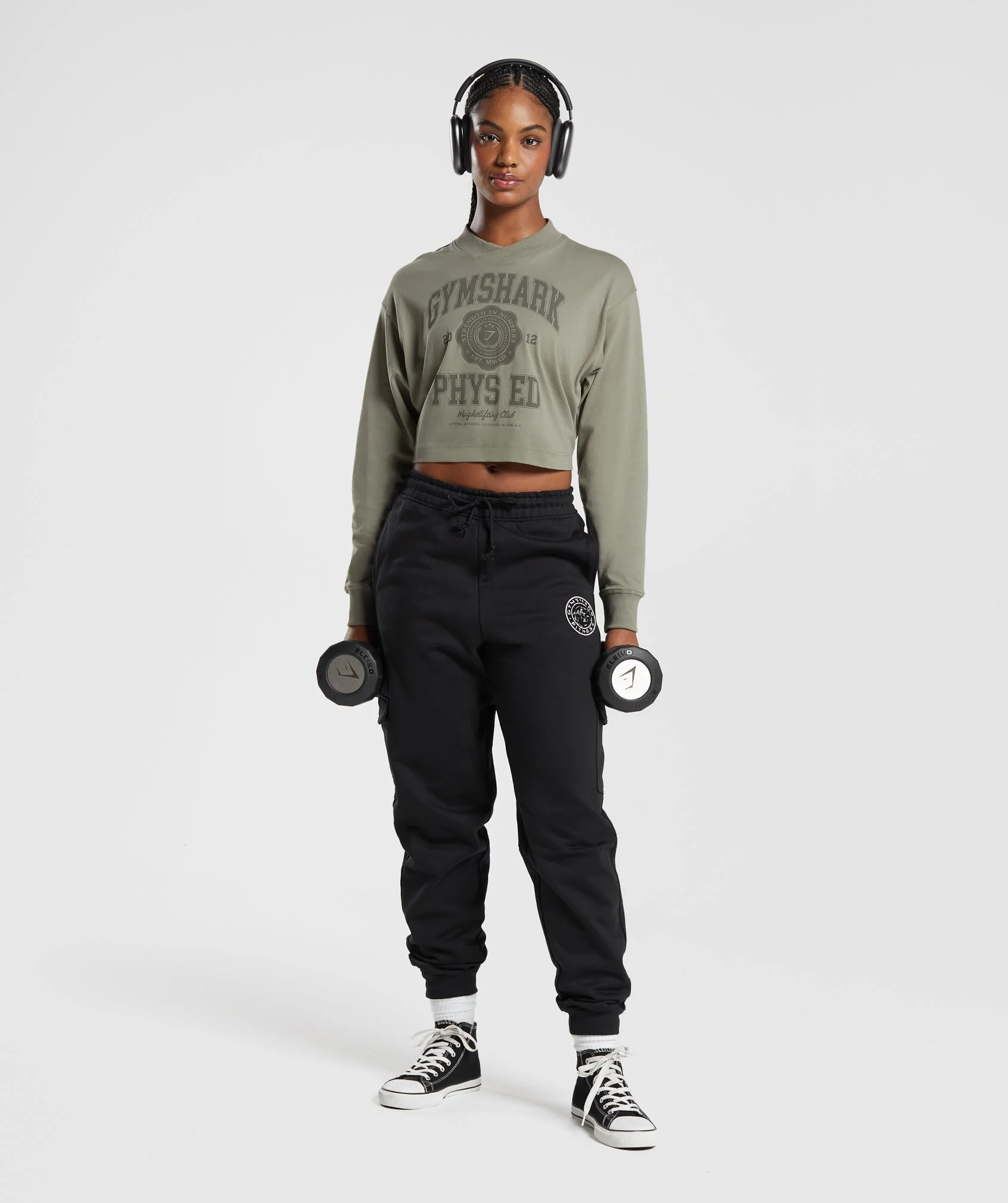Gymshark Phys Ed Graphic Long Sleeve T-Shirt - Linen Brown