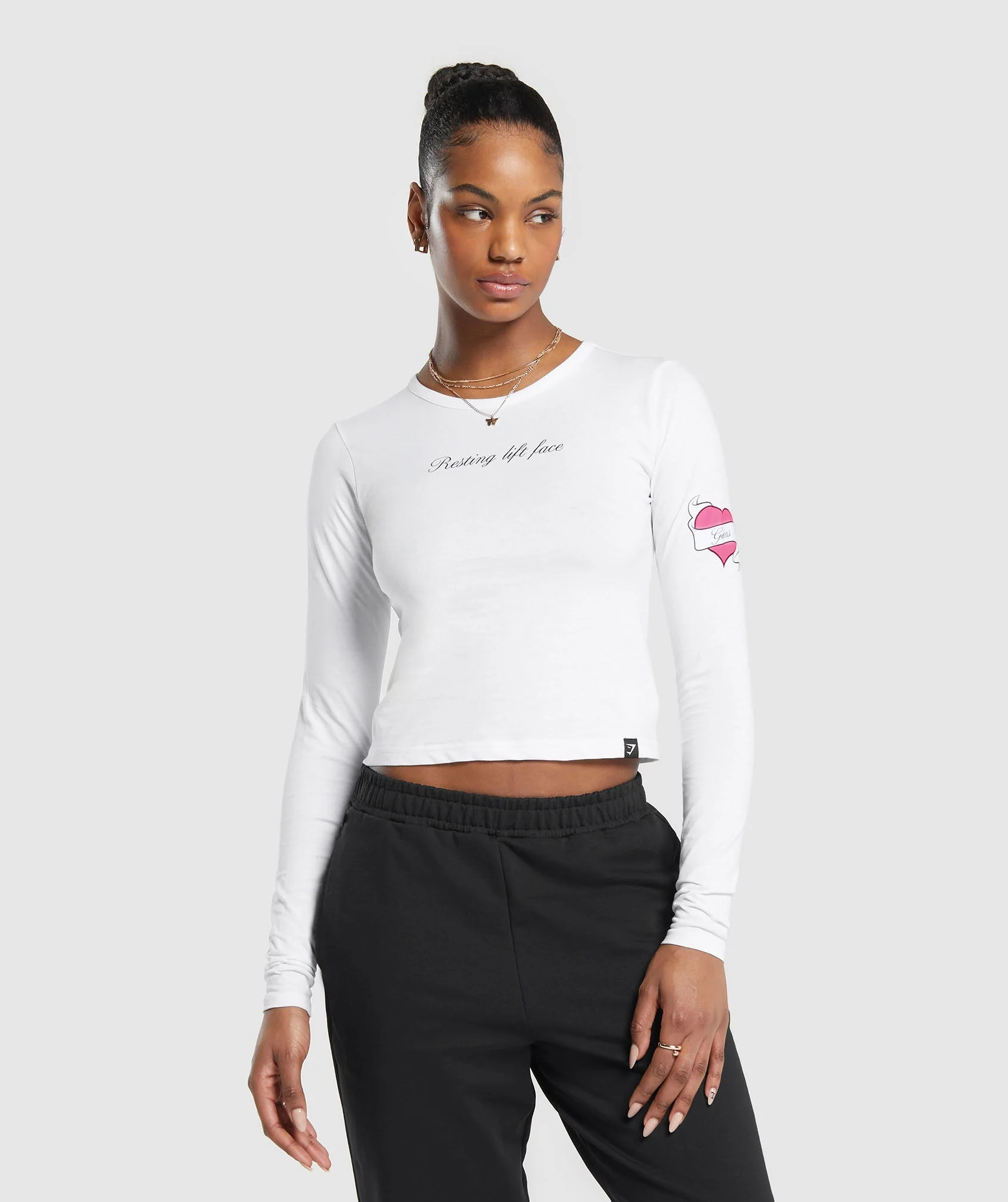 Gymshark Tattoo Midi Long Sleeve T-Shirt - White