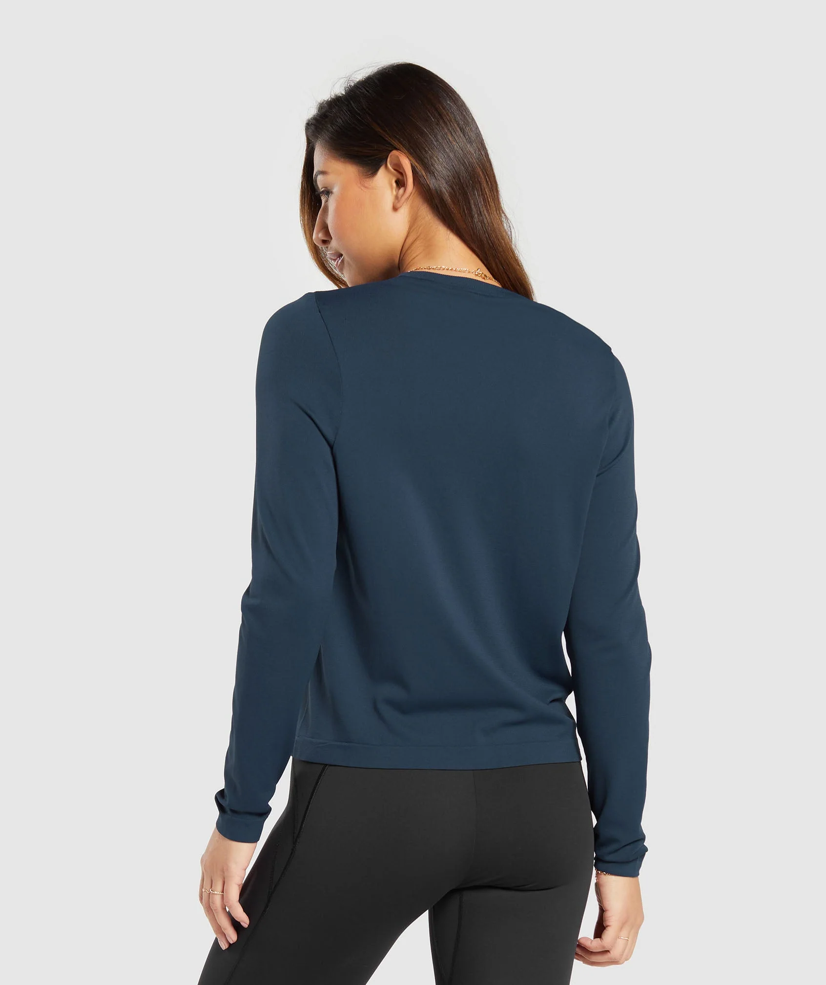 Gymshark Everyday Seamless Long Sleeve Top - Navy
