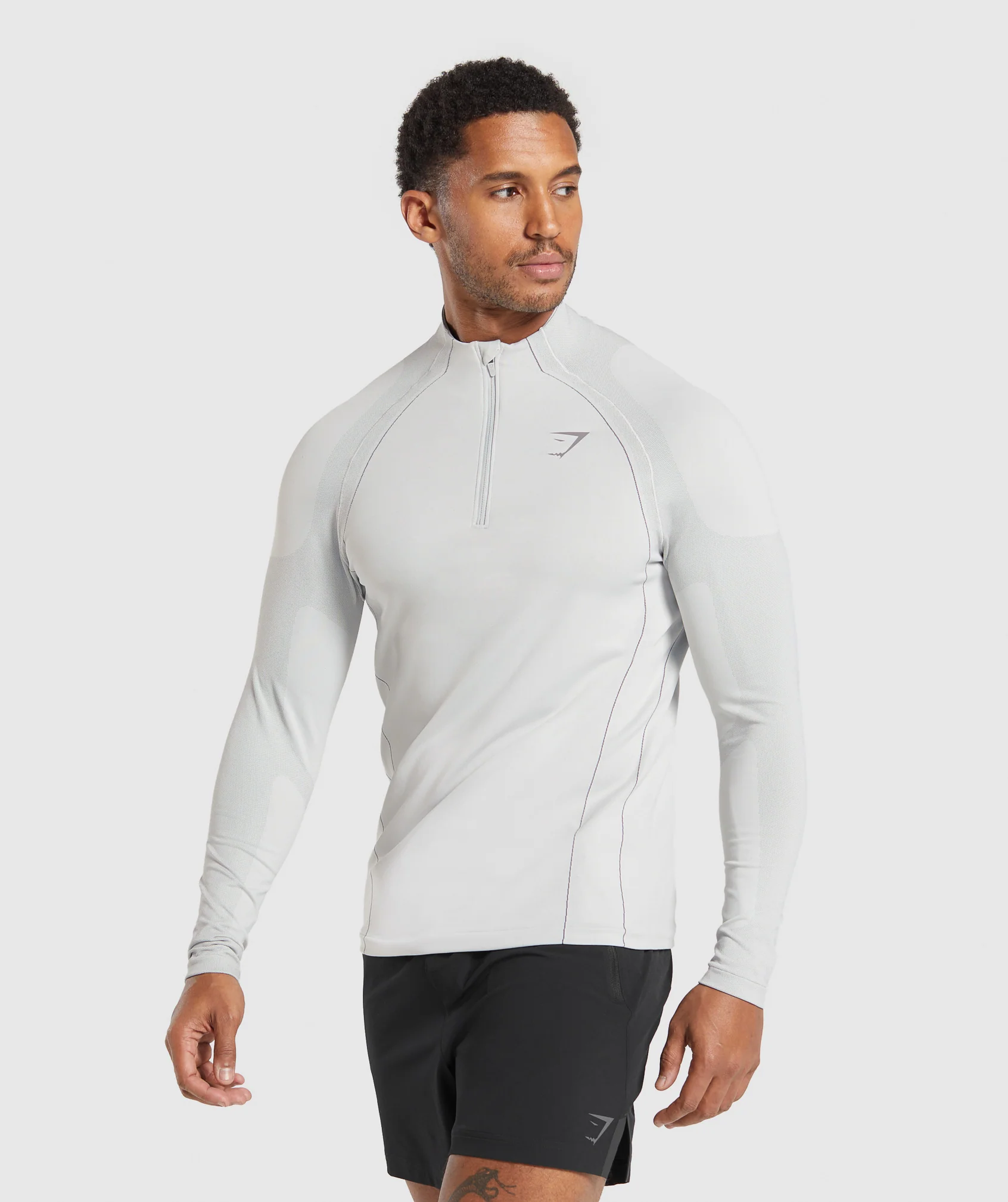 Gymshark Apex Seamless 1/4 Zip - Light Grey/Medium Grey