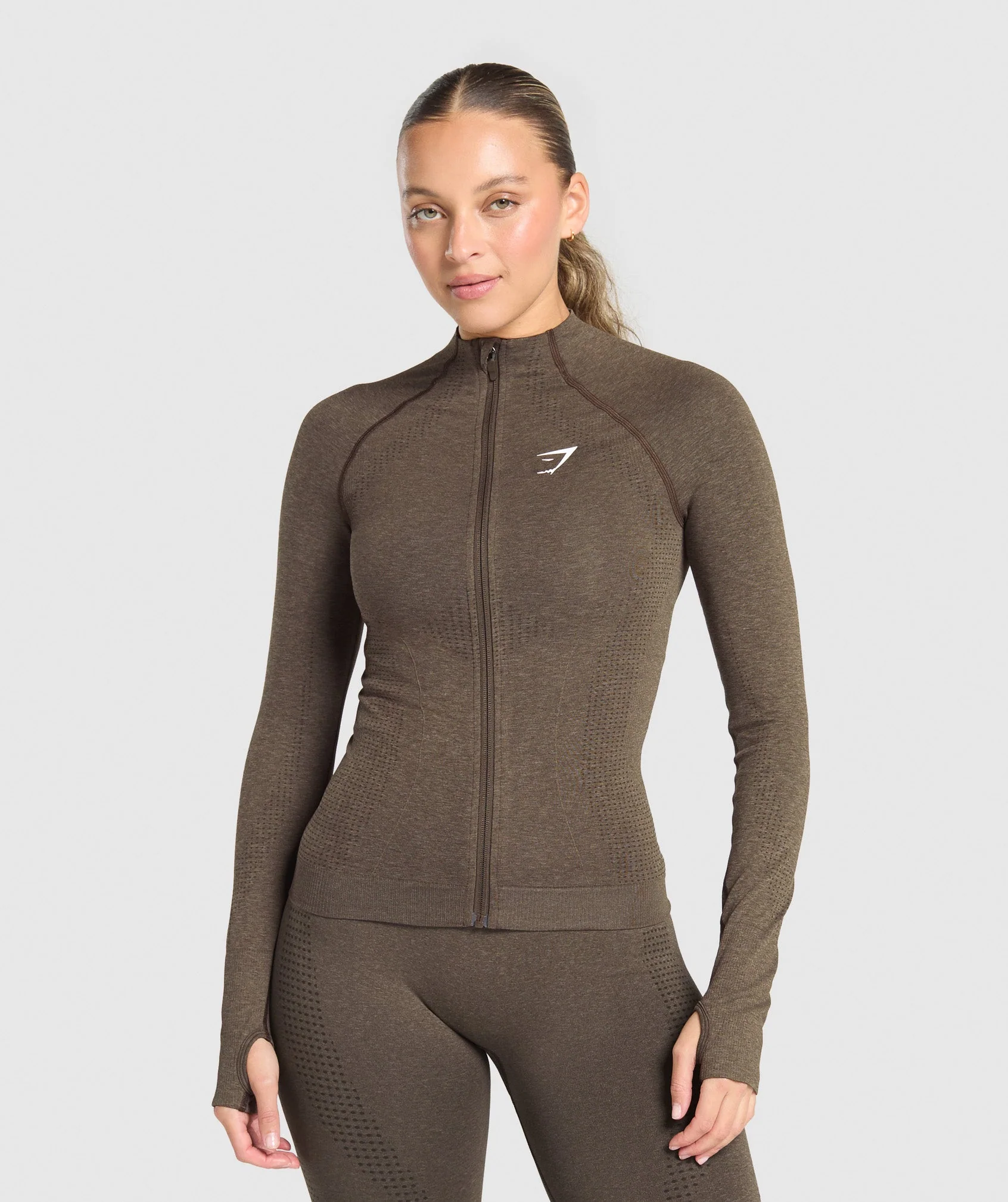 Gymshark Vital Seamless 2.0 Tight Tracktop - Penny Brown Marl