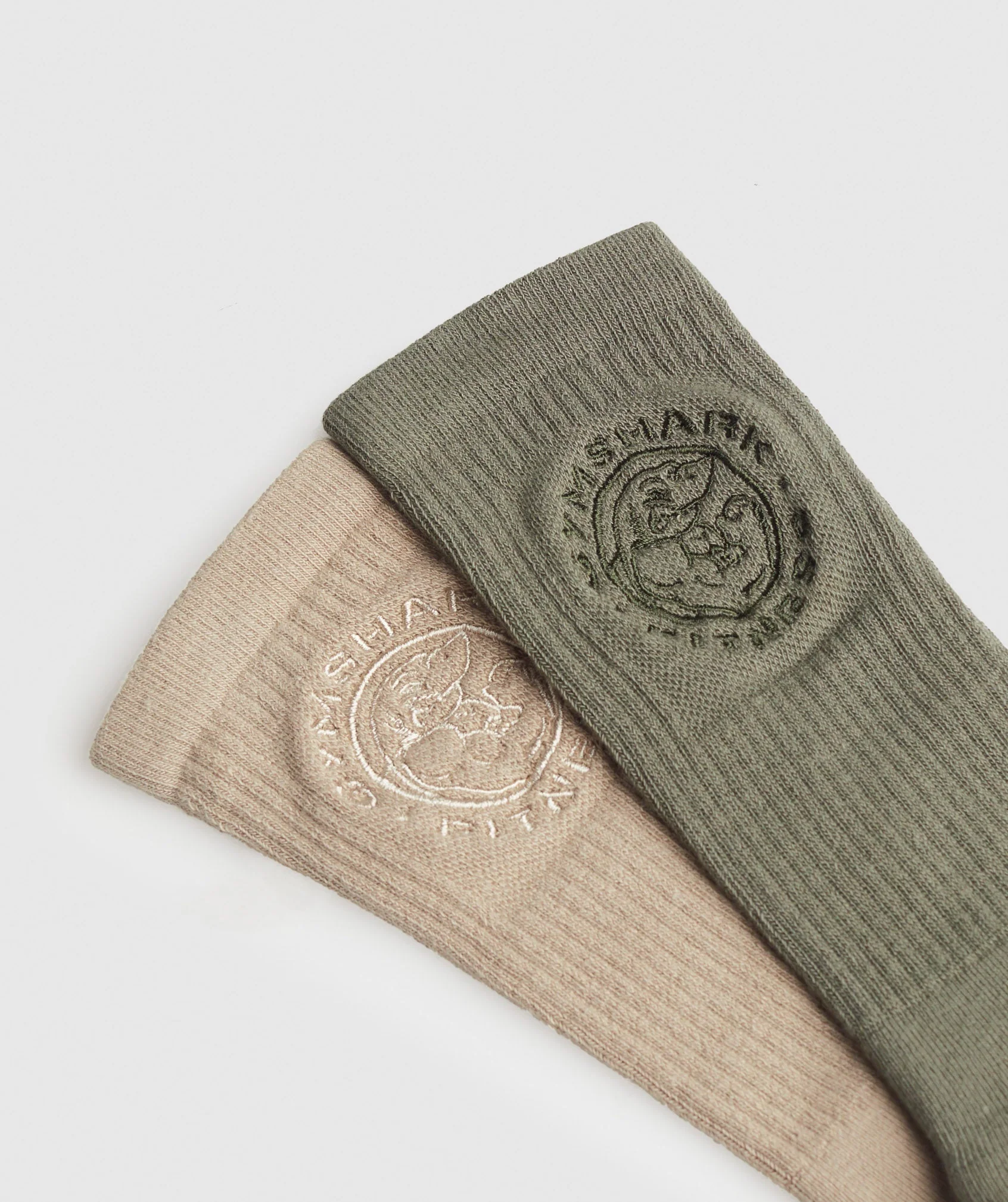 Gymshark Legacy Crew 2pk - Cement Brown/Base Green