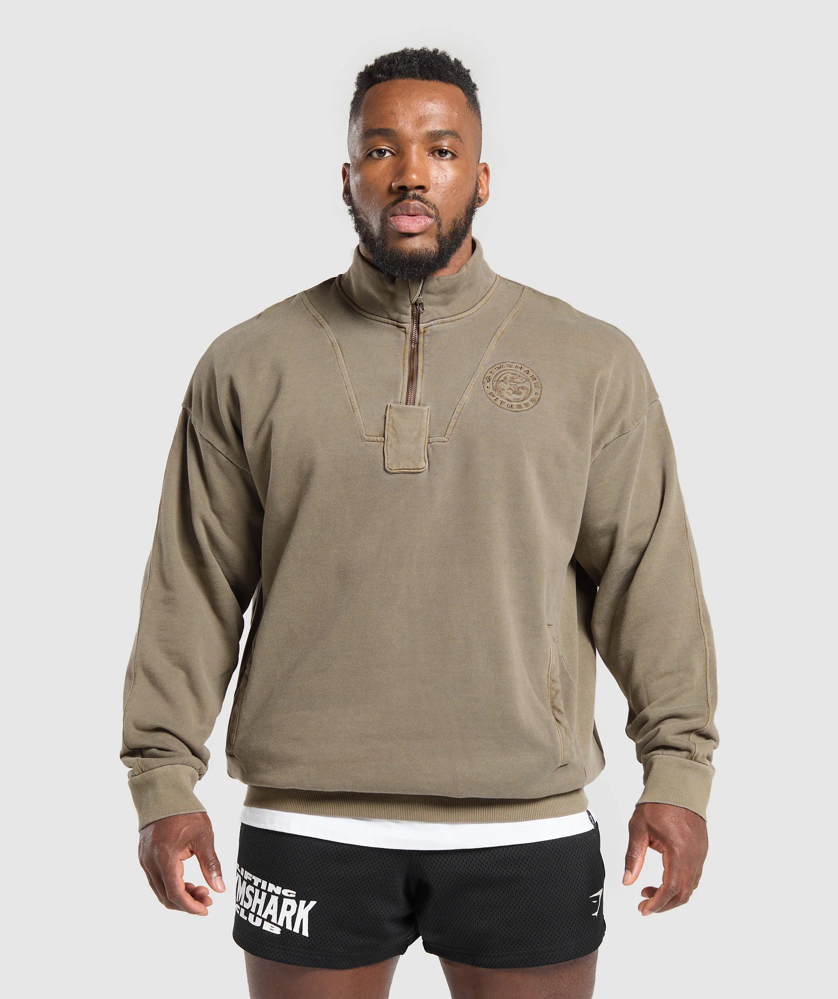 Gymshark Premium Legacy 1/4 Zip - Camo Brown