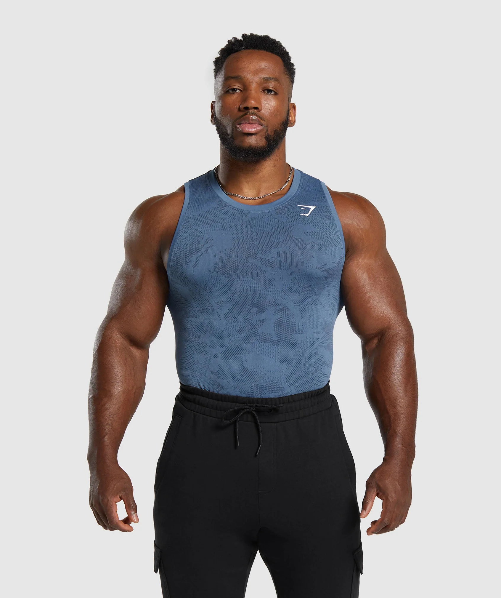 Gymshark Geo Seamless Tank - Faded Blue/Titanium Blue